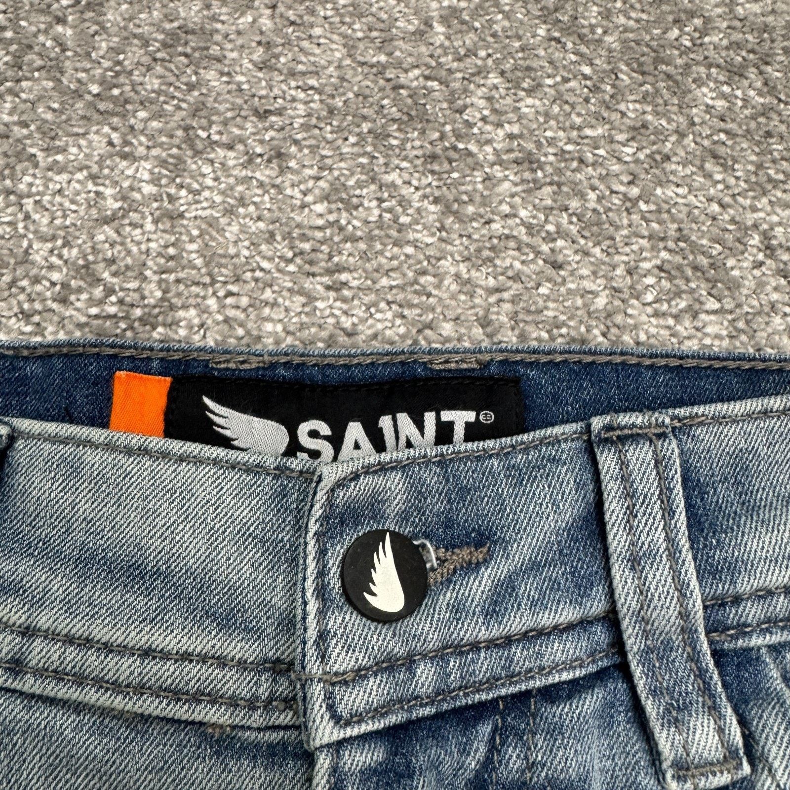 Saint Michael Saint Flight Jean Jogger Denim Mens 28 Blue Light Wash Biker Size US 28 / EU 44 - 11 Thumbnail