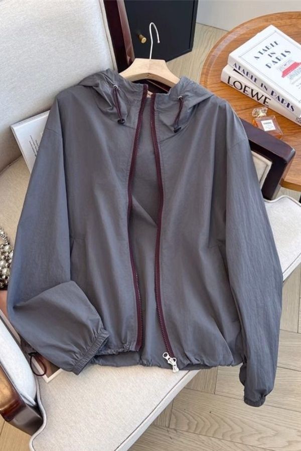 Other Grey Lightweight Hooded Windbreaker Jacket Size US M / EU 48-50 / 2 - 1 Thumbnail