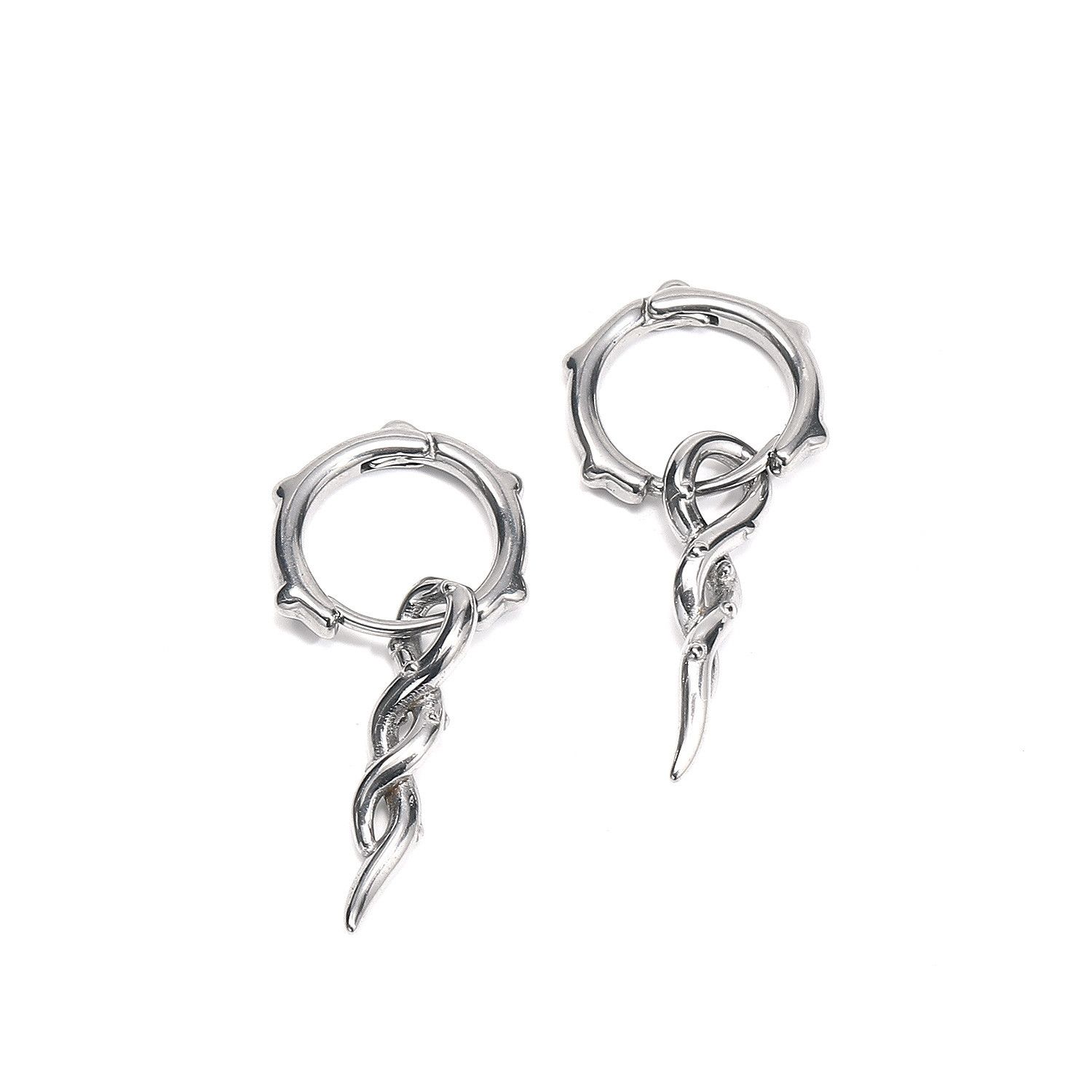 Jewelry Vintage Earrings One Pairs Chrome Jewelry Size ONE SIZE - 4 Thumbnail