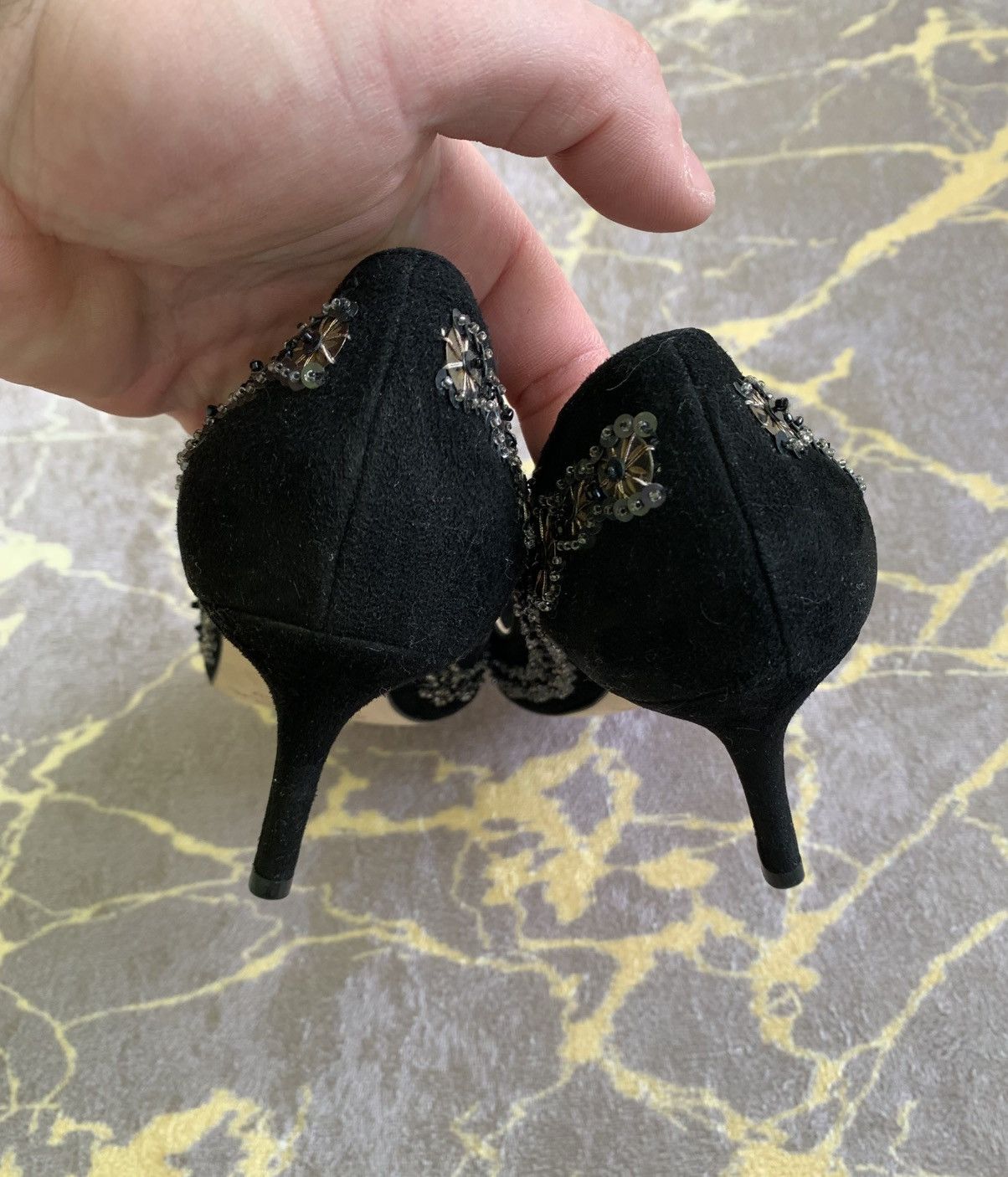 Oscar De La Renta Oscar de la Renta Suede Heels with Embellishments Women's Size US 7.5 / IT 37.5 - 5 Thumbnail