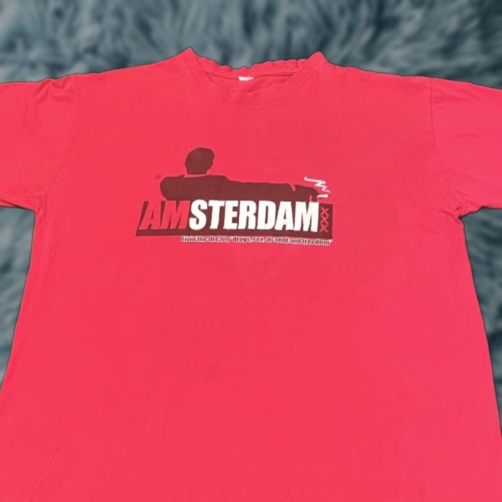 Vintage VINTAGE Amsterdam The Dream Drugs Sex Alcohol Freedom VTG Shirt Mens M Red 90s Skater Hip Hop Punk Funny College Size US M / EU 48-50 / 2 - 1 Thumbnail