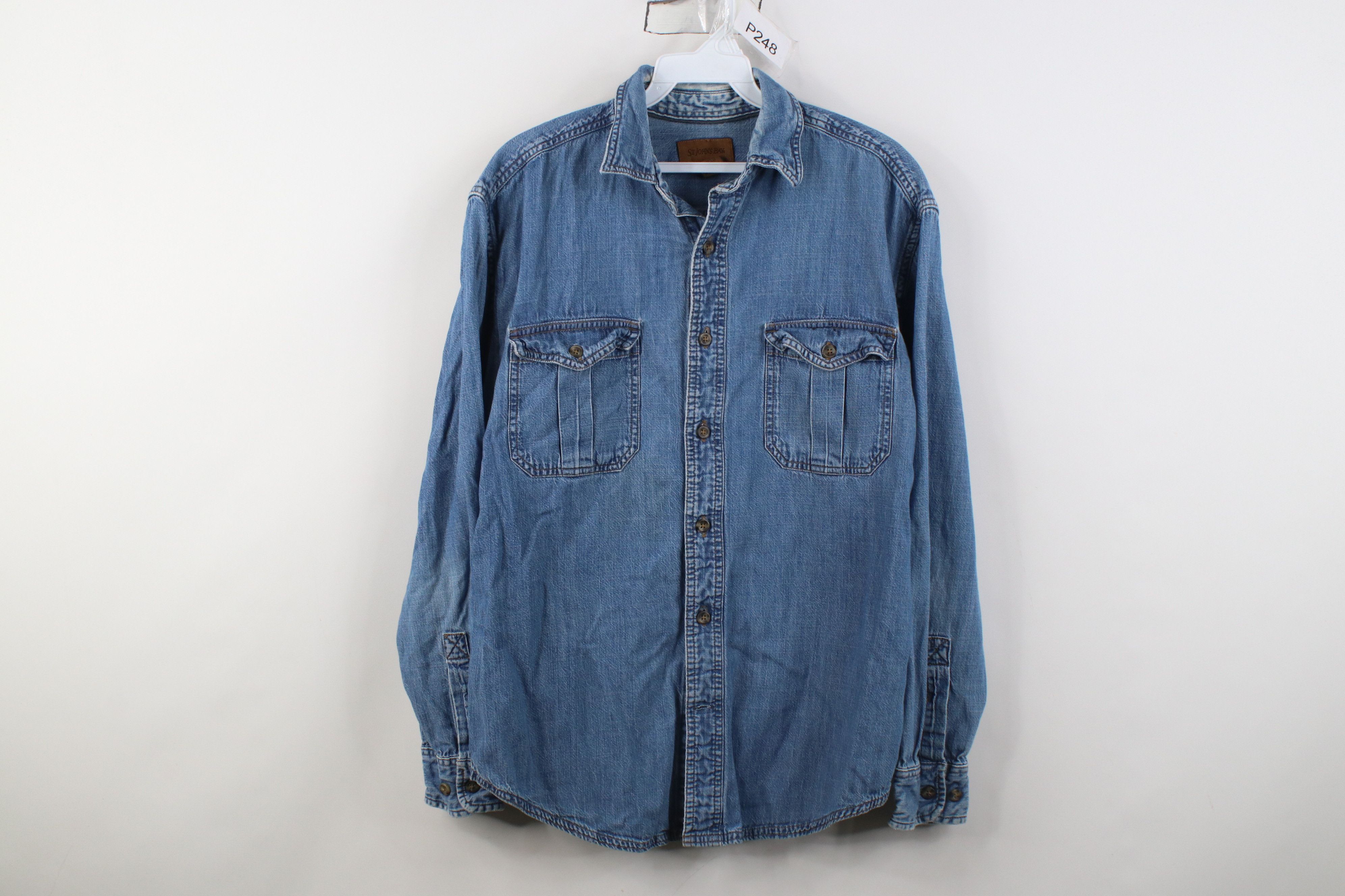 Vintage Vintage 90s Streetwear Collared Denim Jean Button Shirt Size US S / EU 44-46 / 1 - 1 Thumbnail