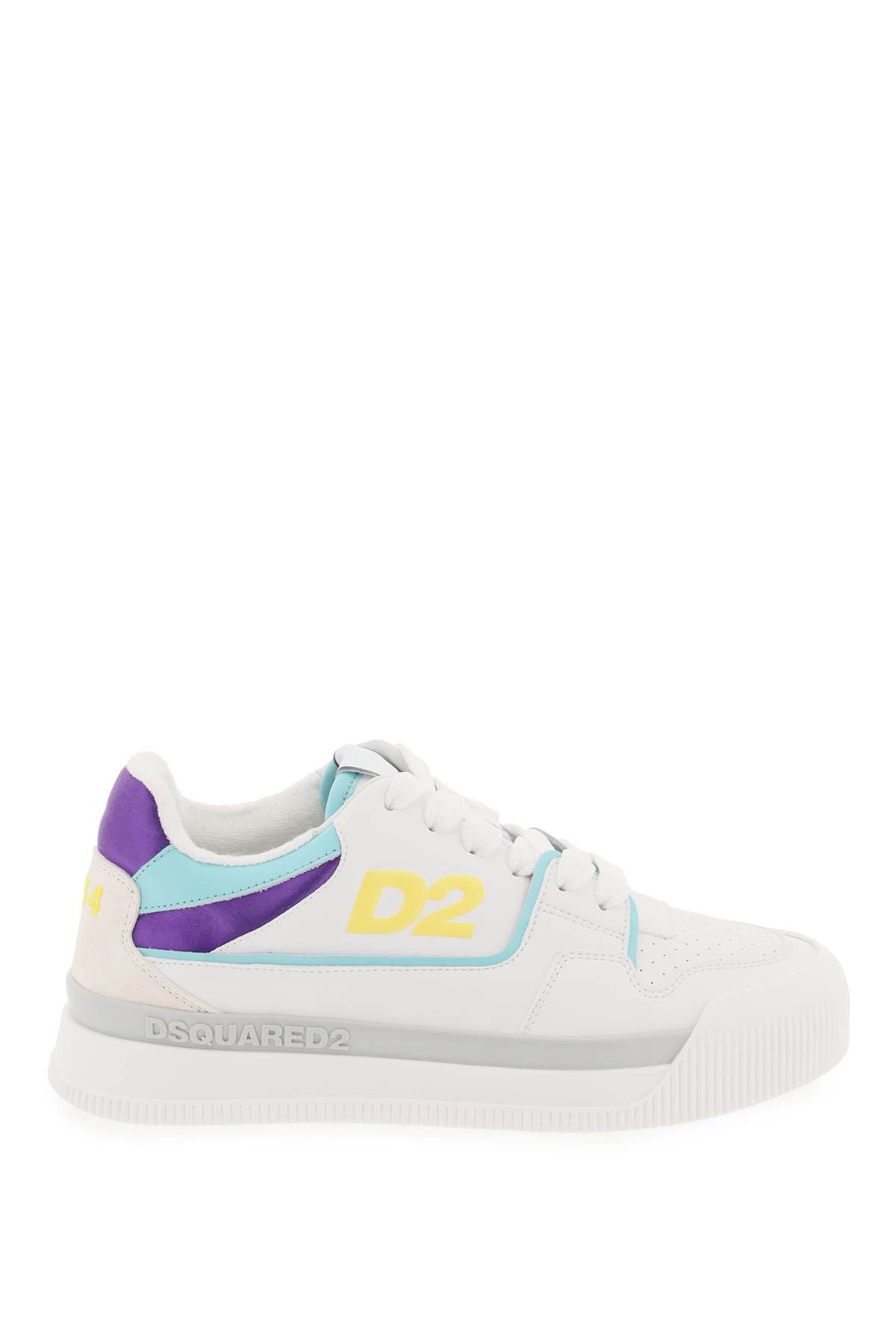image of Dsquared2 Smooth Leather New Jersey Sneakers In 9 in White Yellow Purple, Women's (Size 10)