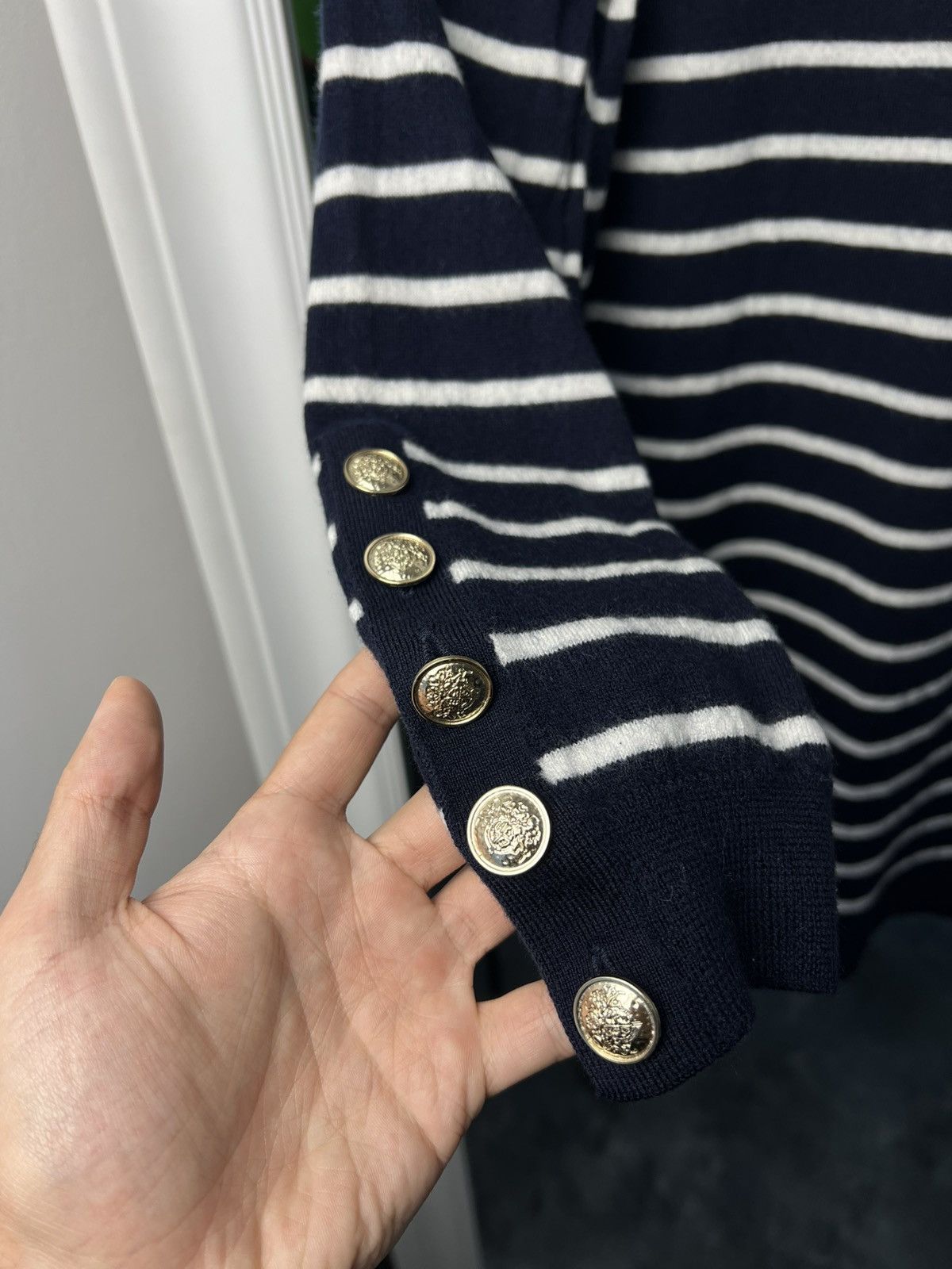 Designer × Sezane Sézane Paola Wool Knit Dress Navy / Ecru Size M Size M / US 6-8 / IT 42-44 - 7 Thumbnail
