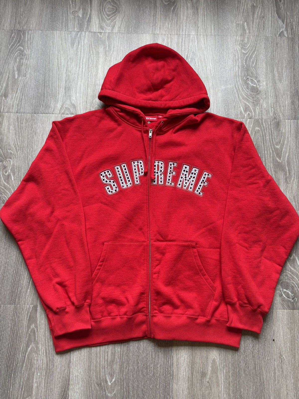 Supreme BB Simon Studded Zipup Hoodie Red