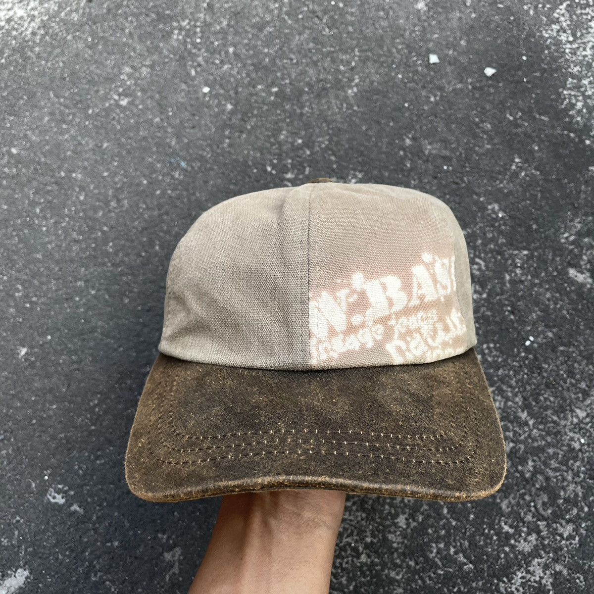 image of Military x Unsound Rags Sick Combine Leather And Fabric Hat in Brown, Men's