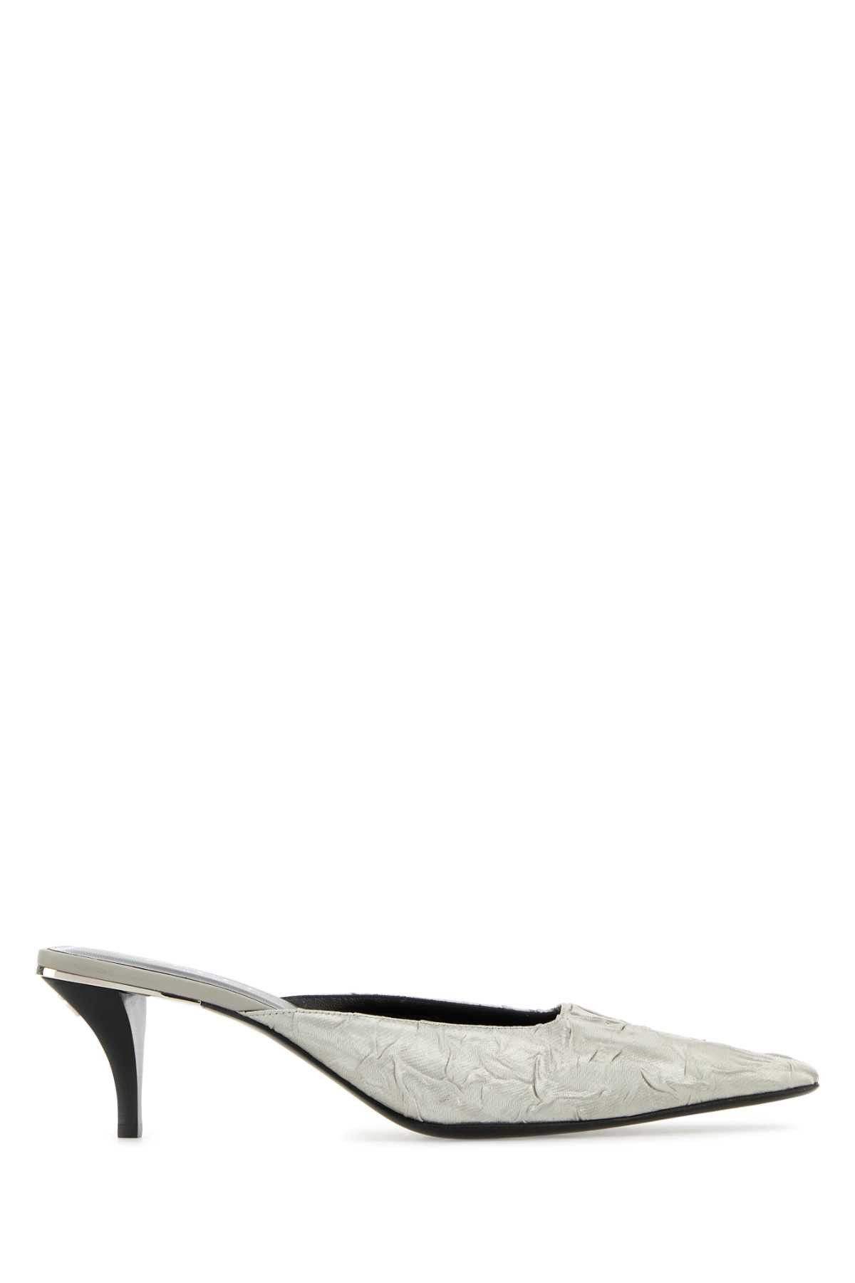 Gucci Silver Fabric Mules Size US 7 / IT 37 - 1 Thumbnail
