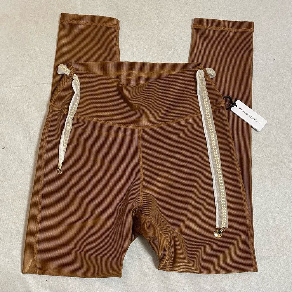 WeWoreWhat NWT New WeWoreWhat Chain High Rise Rib Brown Leggings Size Size 30" / US 8 / IT 44 - 3 Thumbnail