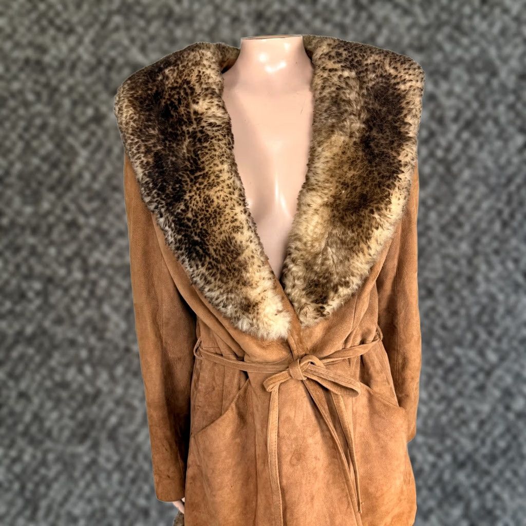 Scully VINTAGE Scully Penny Lane Jacket Coat Fur Trim Suede Tie 14 Brown Women Hippe 70s 80s Winter Fall Sh... Size XL / US 12-14 / IT 48-50 - 1 Thumbnail