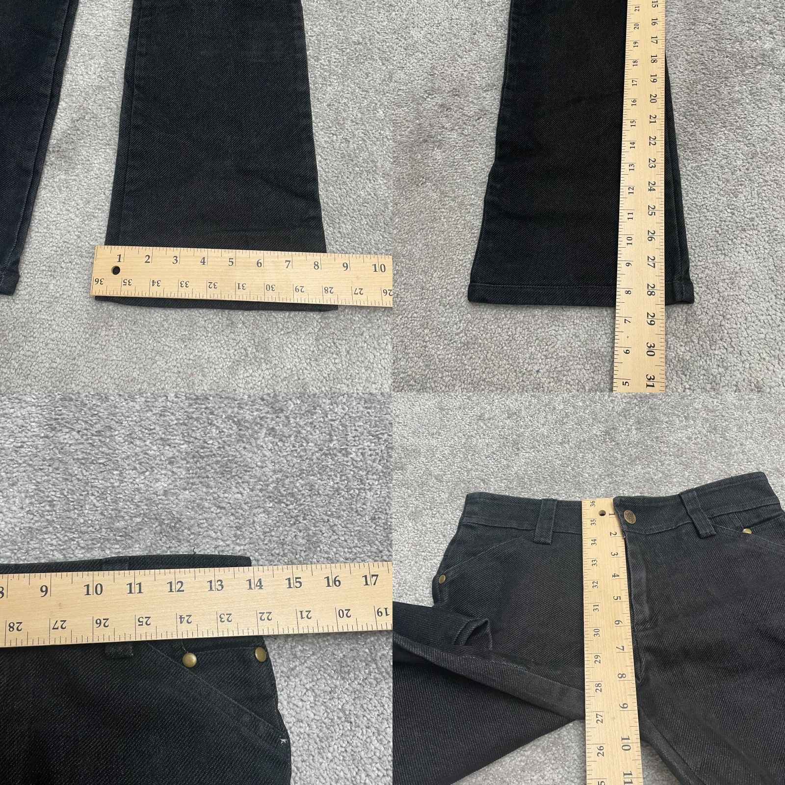 Vintage Prairie Bootcut Denim Jeans Juniors Large Black Mid Rise Cotton Casual 28x28.5 Denim Bootcut Prairie Black 28 28.5 Juniors Women City Modern Size 36" / US 14 / IT 50 - 8 Thumbnail