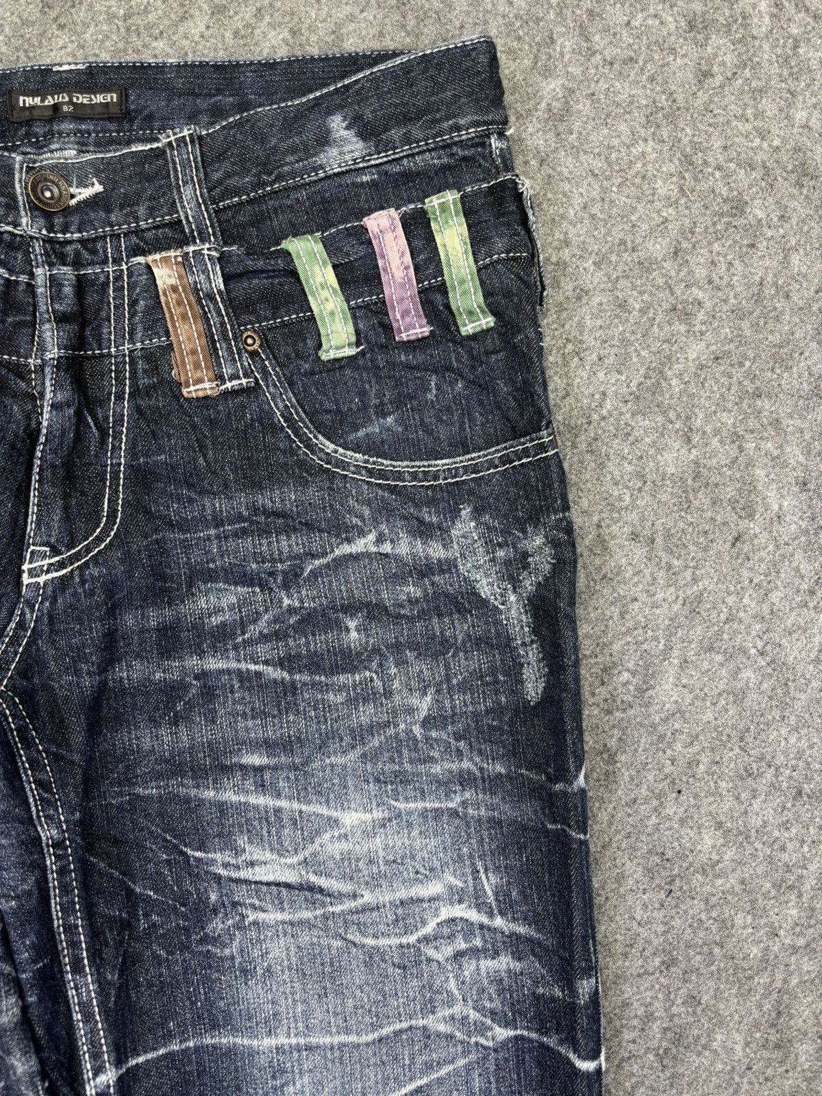 Japanese Brand 💥Double Waist💥Nylaus Crazy Crack FadesDouble Waist Denim K27 Size US 32 / EU 48 - 7 Thumbnail