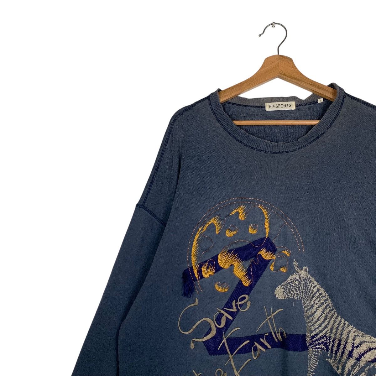 Japanese Brand PIA SPORTS Save The Earth Graphics Sweatshirt #1490-C67 Size US M / EU 48-50 / 2 - 6 Thumbnail