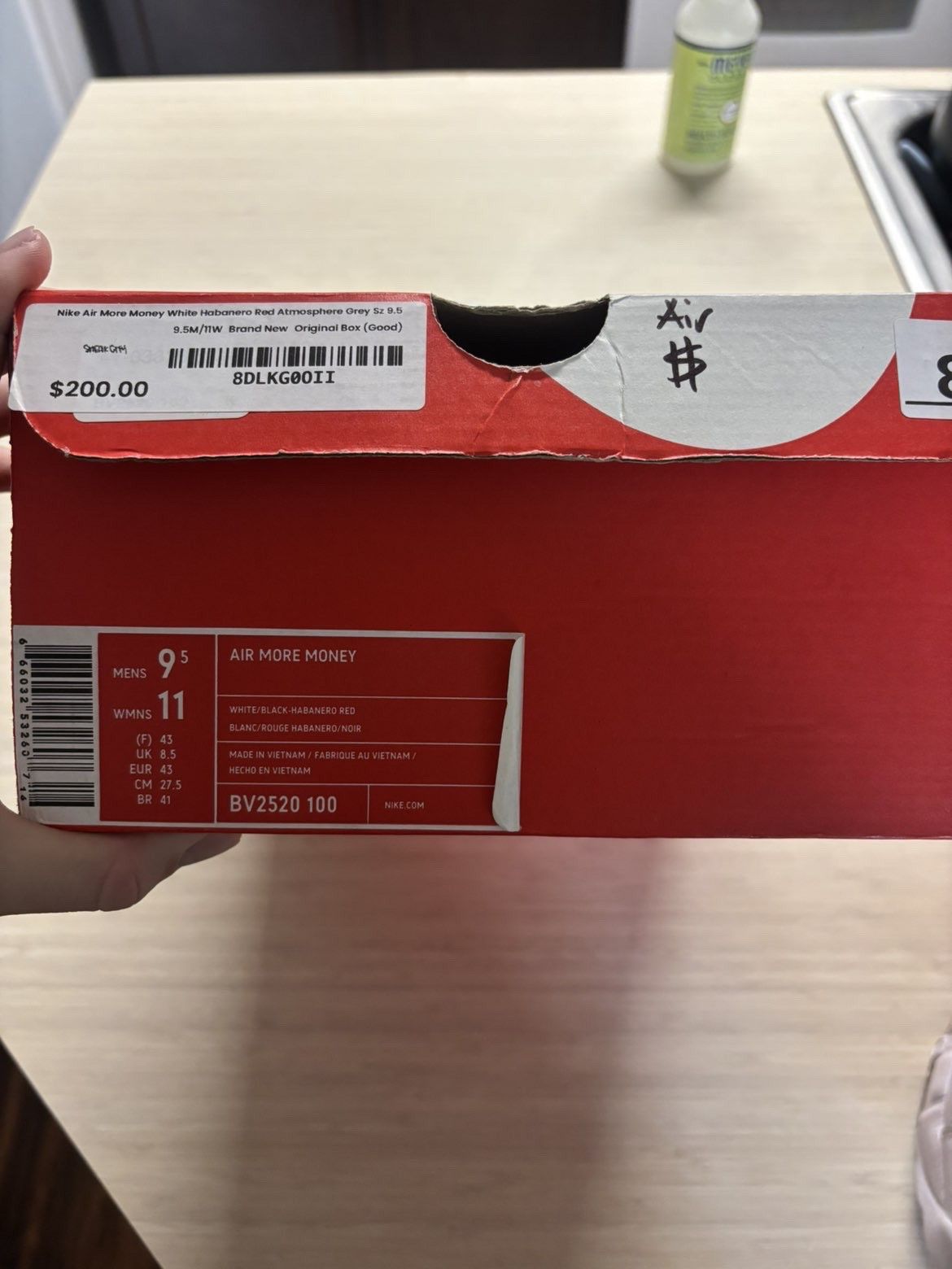 Nike Nike Air More Money White Habanero Red Atmosphere Grey Size US 9.5 / EU 42-43 - 6 Thumbnail