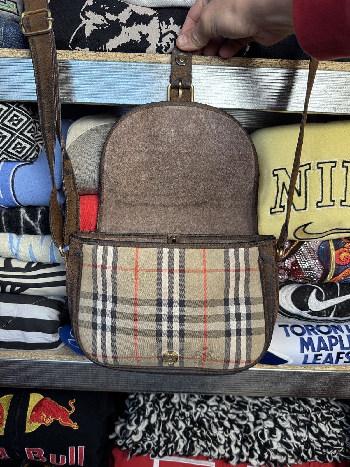Burberry Burberry Leather Monogram Messenger Crossbody Bag Size ONE SIZE - 10 Thumbnail