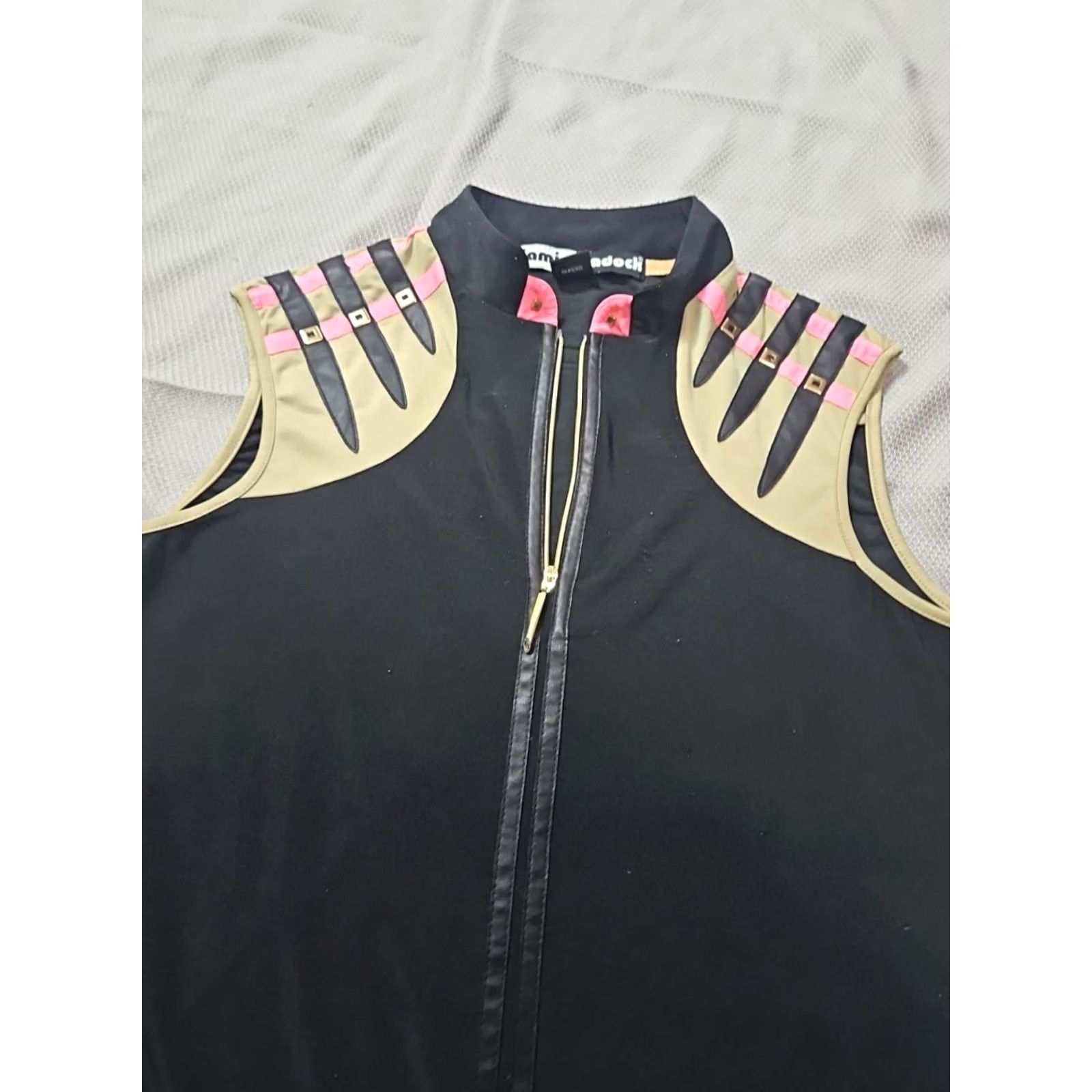 Vintage Jamie Sadock Shirt Womens Medium Black Zip Sleeveless Golf Preppy Stretch Top Size M / US 6-8 / IT 42-44 - 2 Thumbnail