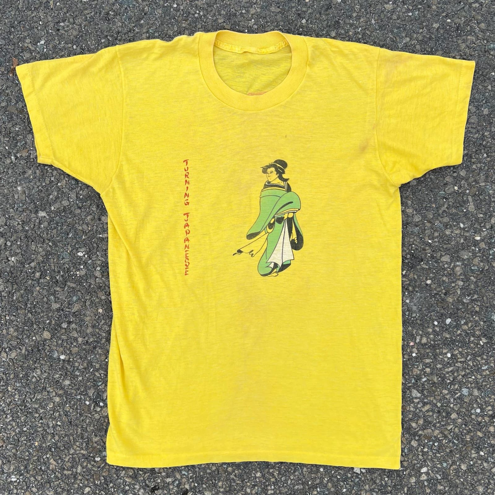image of Band Tees x Vintage Turning Japanese The Vapors Yellow 80's Band T Shirt, Men's (Size Medium)