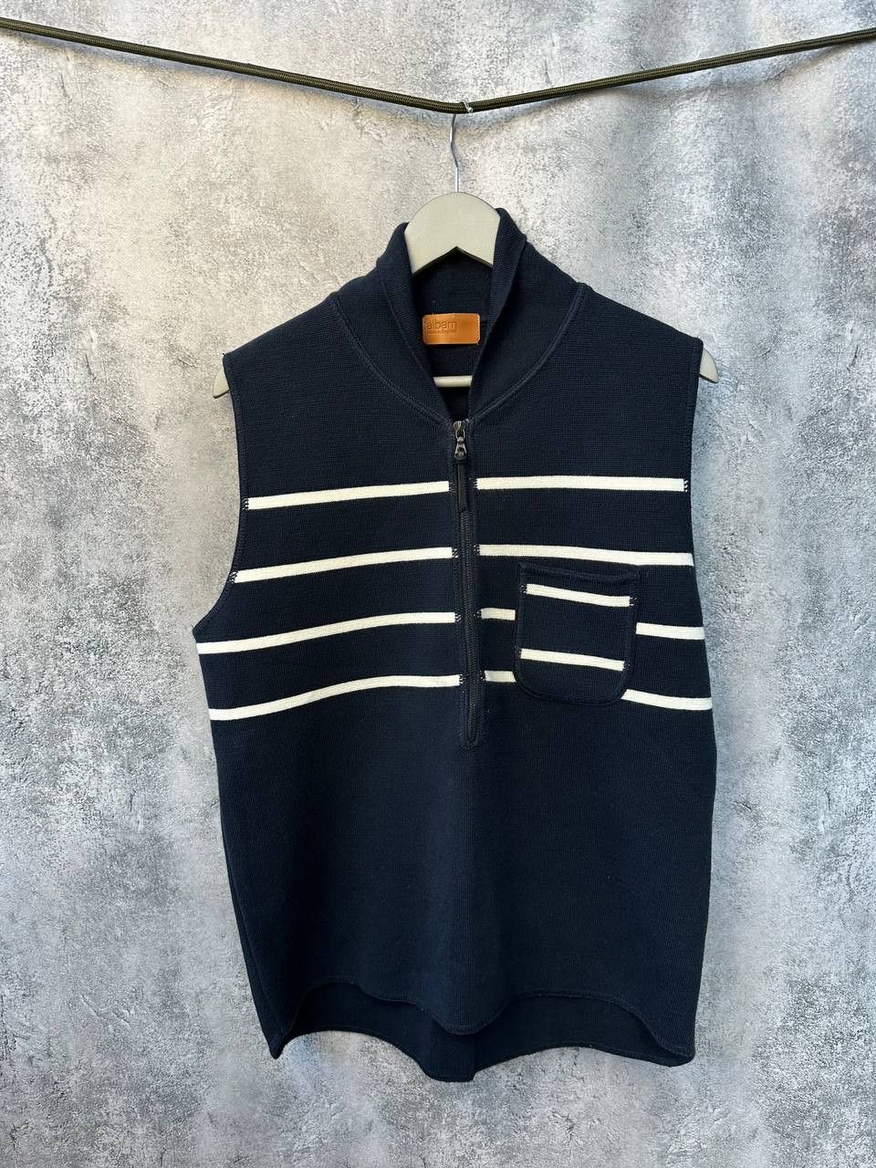 Albam × Black Label × Designer Albam Vest Gilet Sleevless Striped Sweater England Zip Size US M / EU 48-50 / 2 - 2 Thumbnail