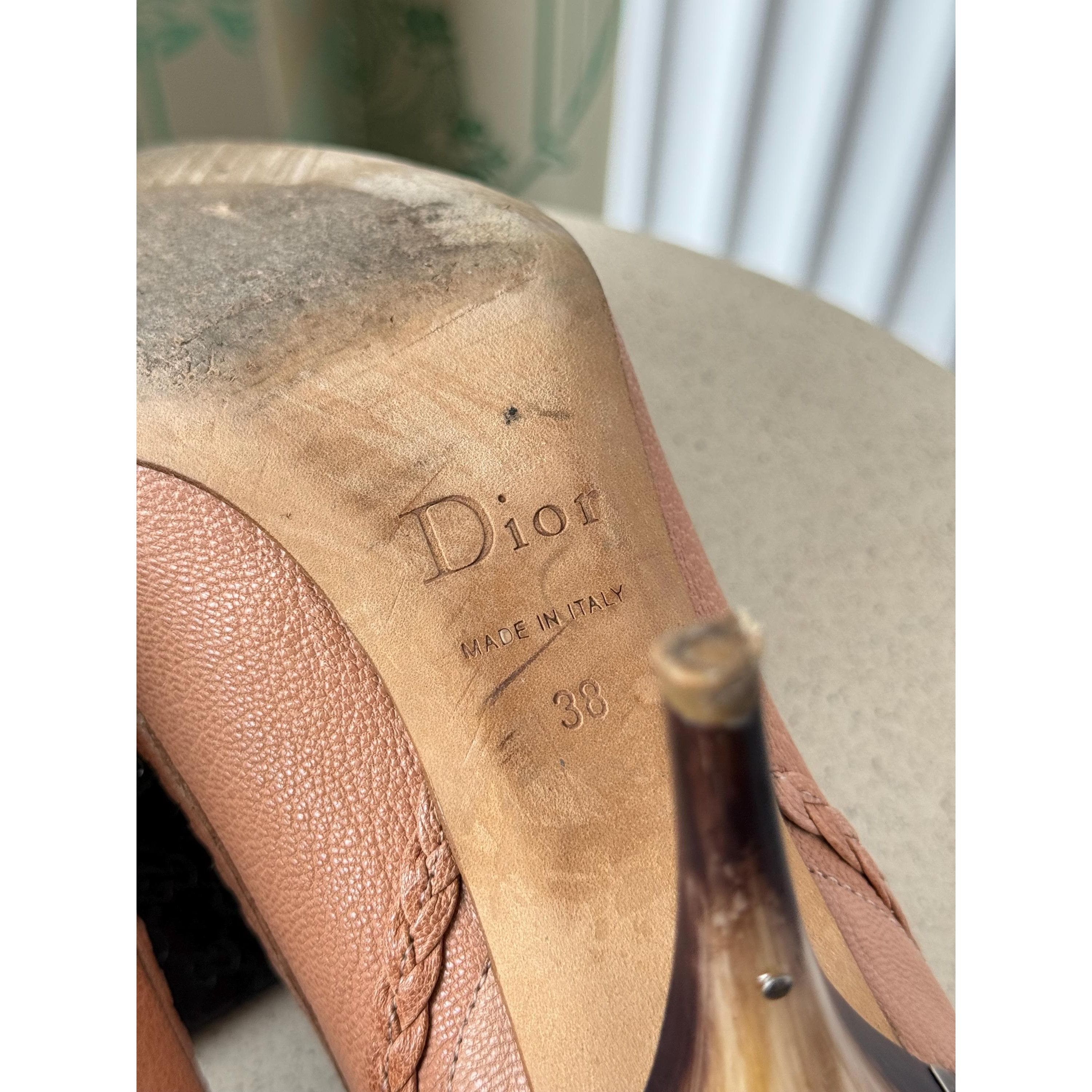Dior SS 2006 Dior by John Galliano Runway Bow CD Logo Leather Bei Size US 8.5 / IT 38.5 - 9 Thumbnail