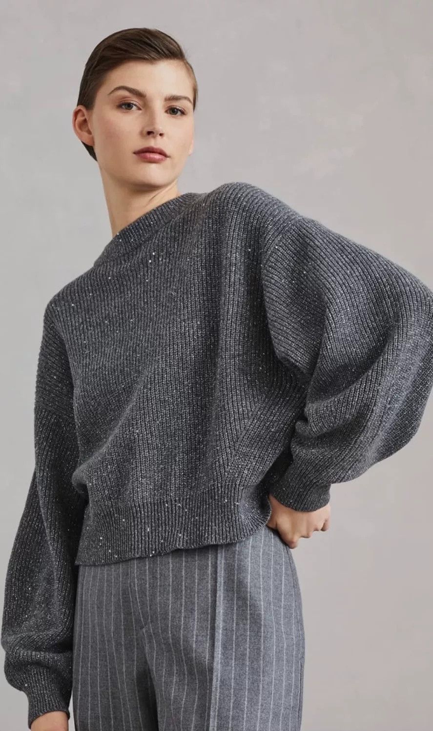 Brunello Cucinelli Gray Sweater M