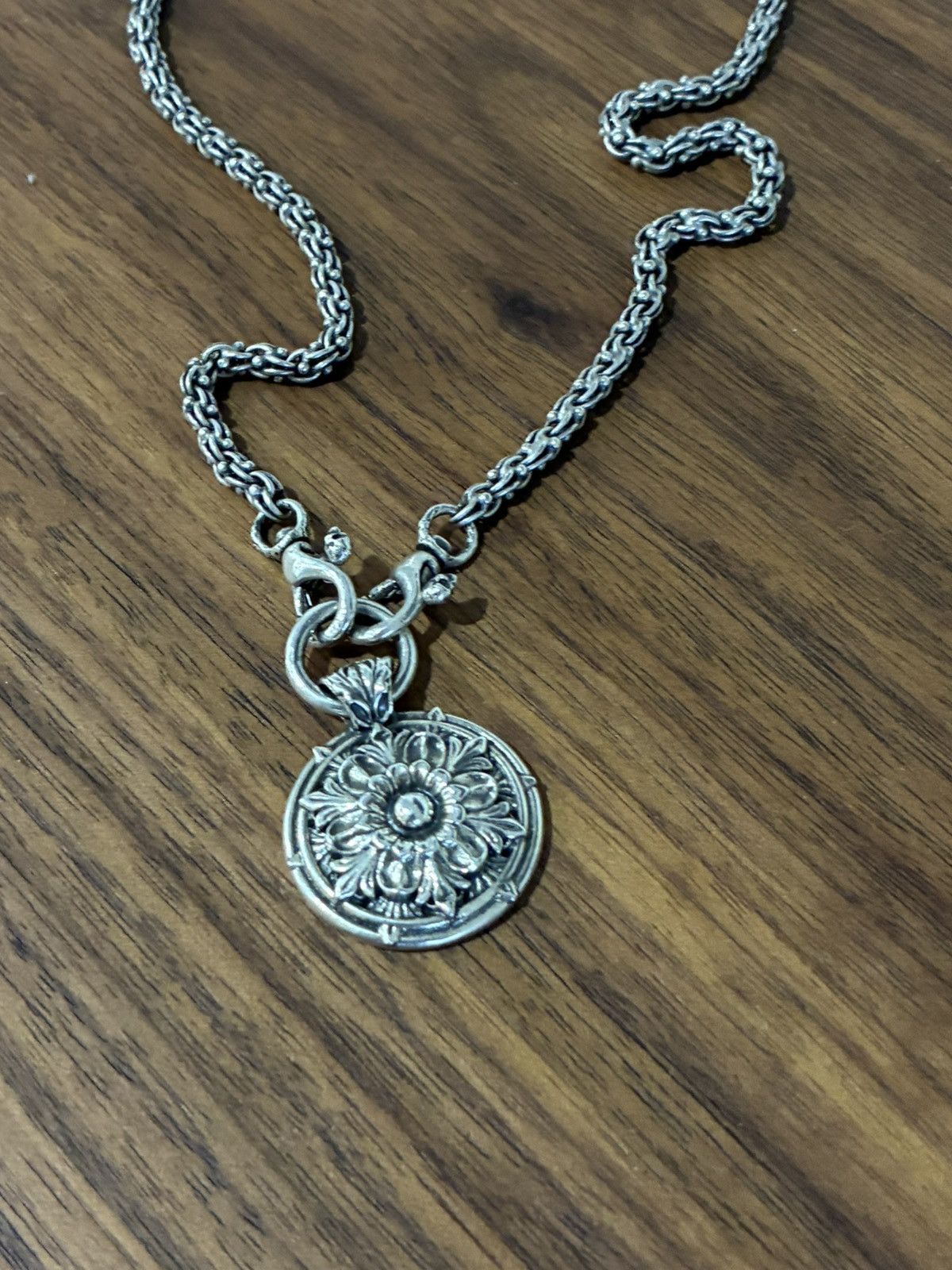 John Varvatos Sterling Silver Floral Pendant Necklace. Size ONE SIZE - 10 Thumbnail
