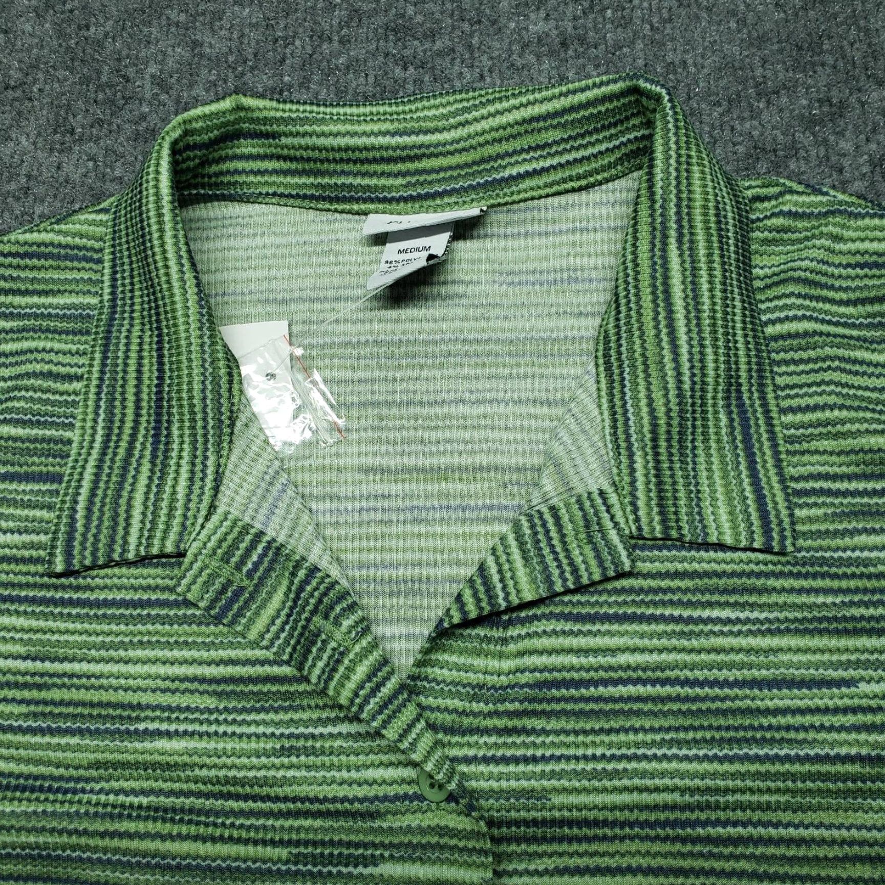 Vintage Rue21 Shirt Top Womens M Green Space Dye Stretch Button Up Collared New Size M / US 6-8 / IT 42-44 - 2 Thumbnail