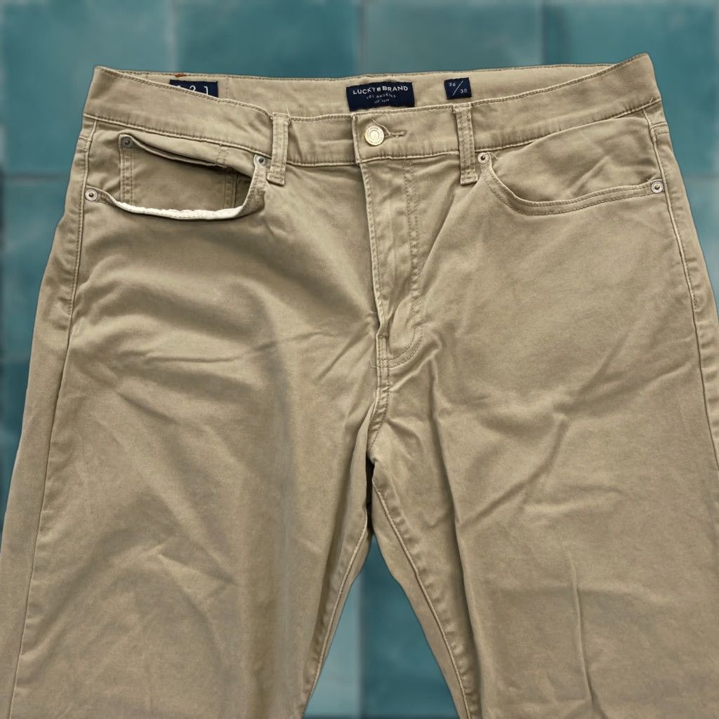 Lucky Brand Lucky Brand 121 Slim Pants Mens 36x27 Brown Stretch Fabric Chino Straight Leg Size US 36 / EU 52 - 1 Thumbnail