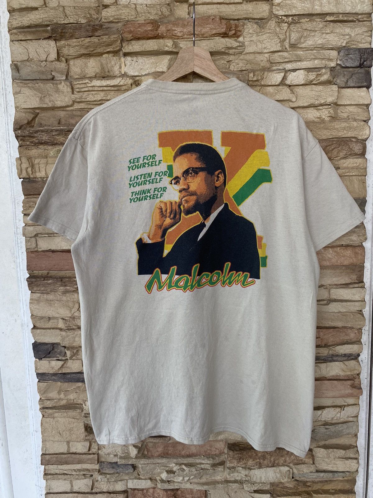 Rare Malcom X Quotes Speech Black History Backhit Print Tees