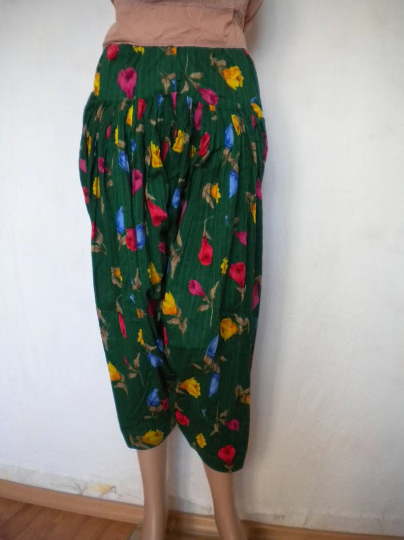 Other drop crotch women`s pant, S M thai harem oriental pants Size 27" / US 4 / IT 40 - 2 Thumbnail
