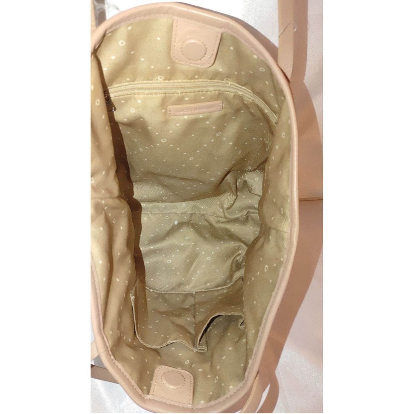 Lucky Brand Lucky Brand Nela Metallic Pink Champagne Leather Tote Size ONE SIZE - 9 Thumbnail