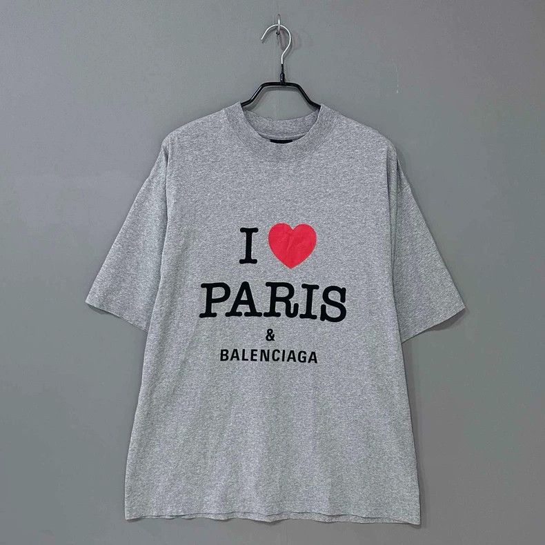 Balenciaga Balenciaga Gray I Love Paris T-Shirt-yf Size US M / EU 48-50 / 2 - 1 Thumbnail