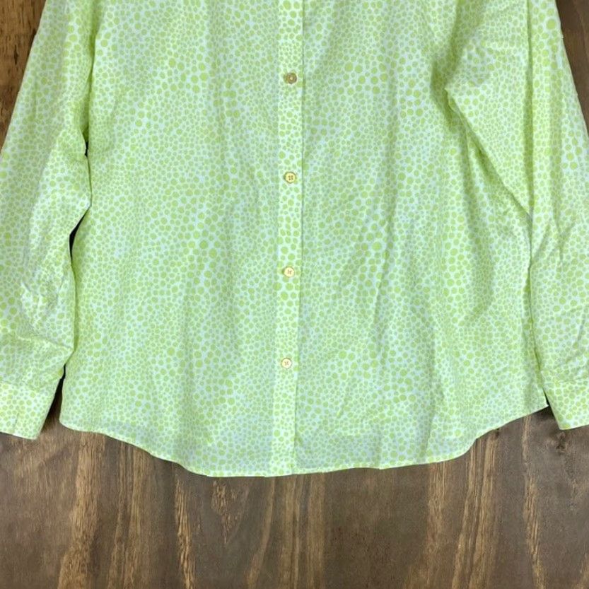 Vintage Chicos Womens Blouse White Green Dots Collared Non Iron Button Down 3 XL Shirt Womens Casual Workwear Polka Dot 3 (XL) Size XL / US 12-14 / IT 48-50 - 3 Thumbnail
