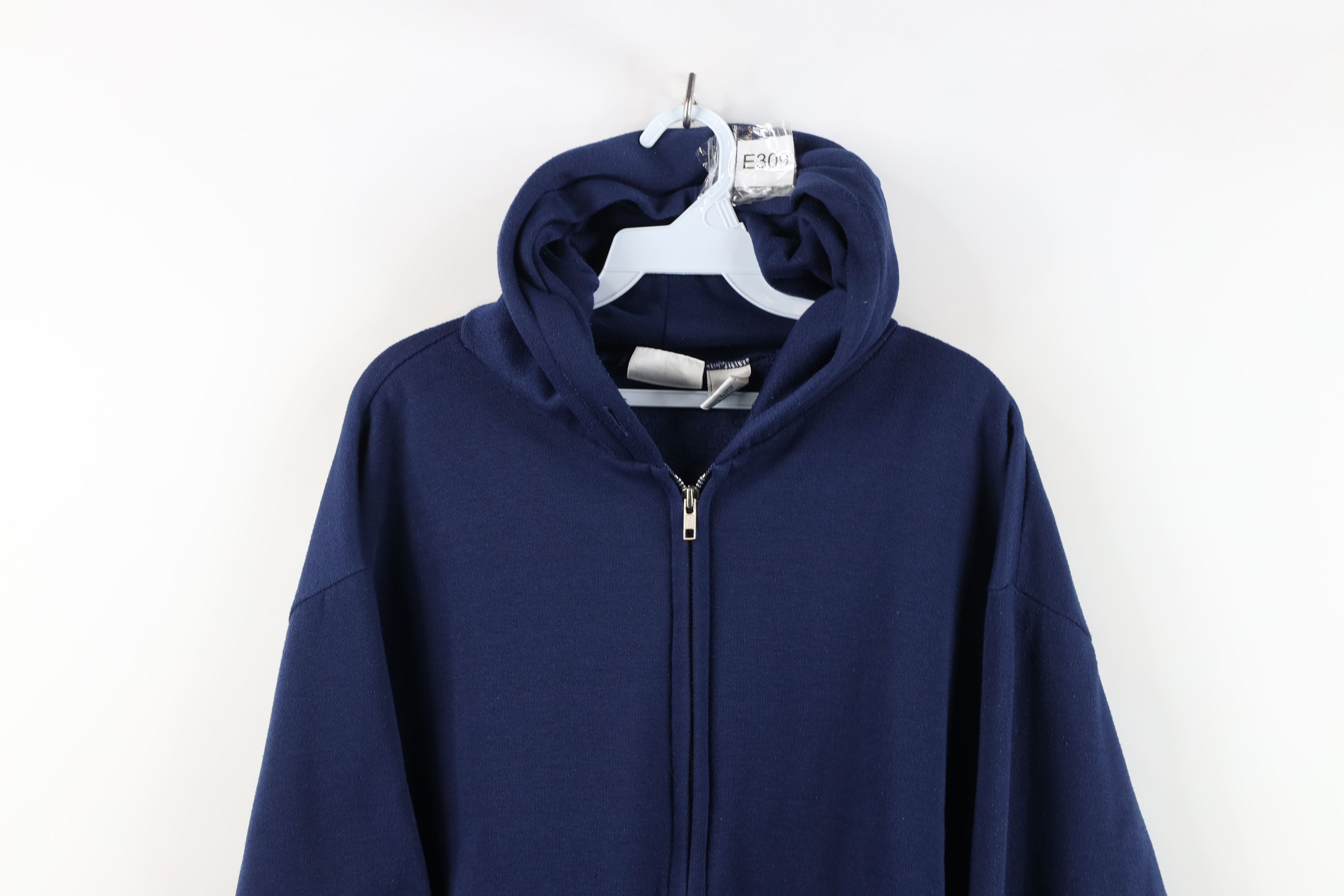 Vintage Vintage 70s 80s Streetwear Blank Full Zip Hoodie Blue Size US L / EU 52-54 / 3 - 2 Thumbnail