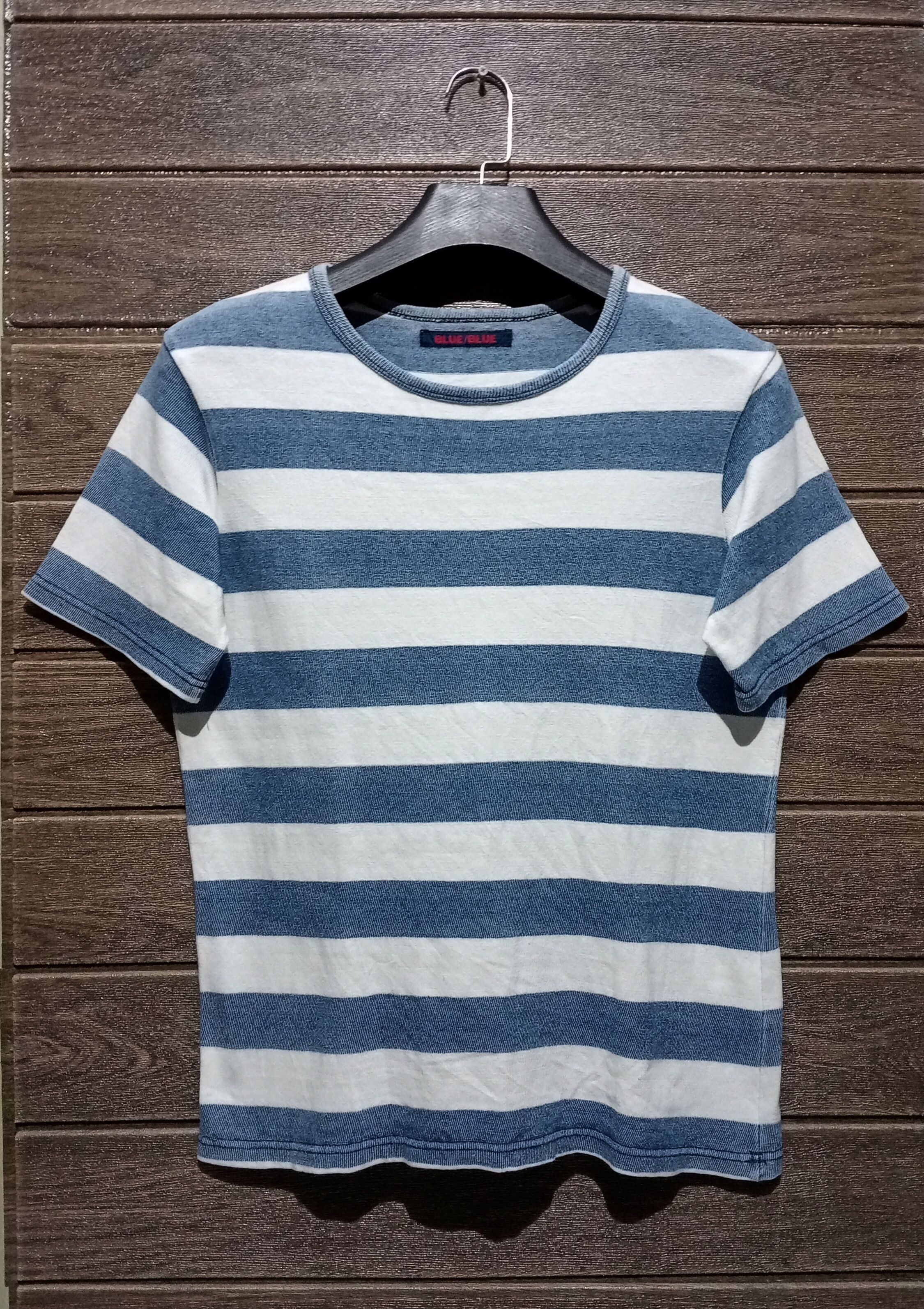 Blue Blue Japan Vintage Blue Blue Japan Stripe Tee Very Rare Size US M / EU 48-50 / 2 - 1 Thumbnail