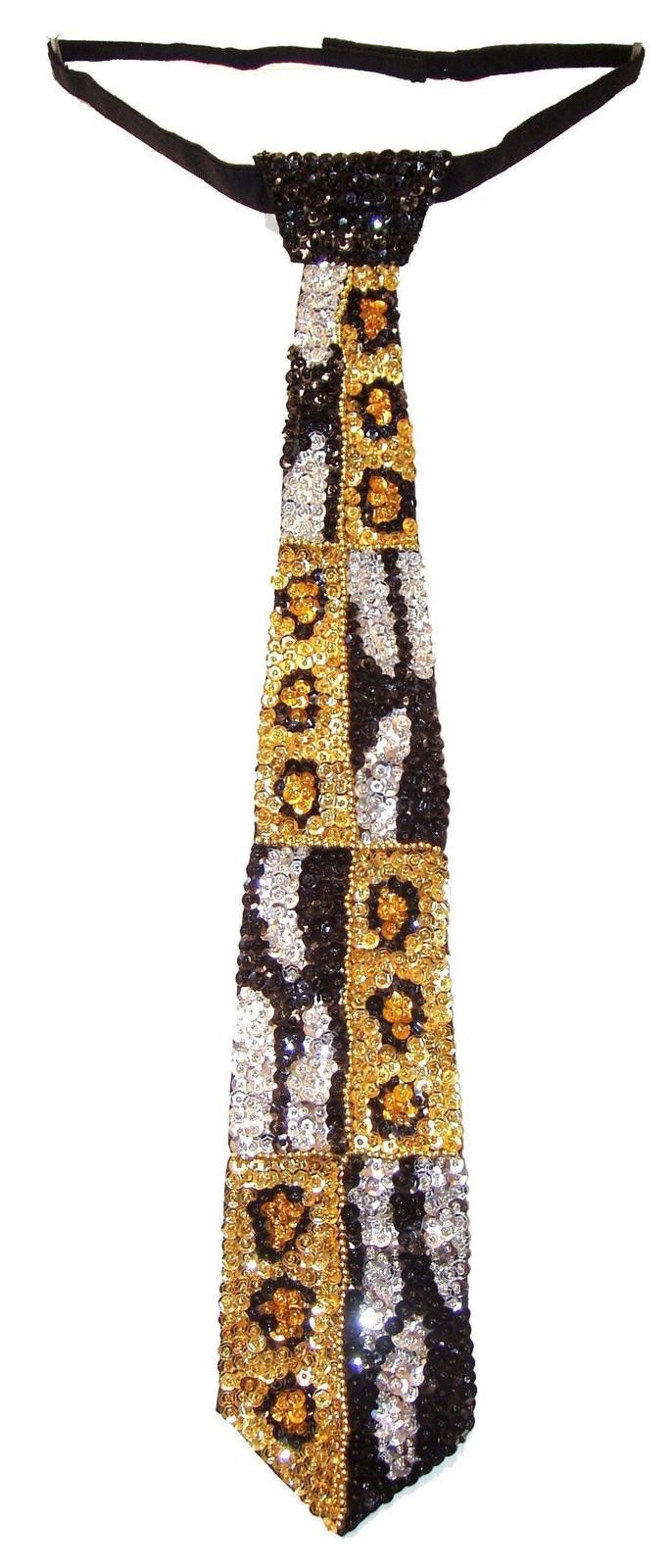 Designer Sequin Neck Tie TIGER/LEOPARD Adult Unisex Size ONE SIZE - 1 Preview