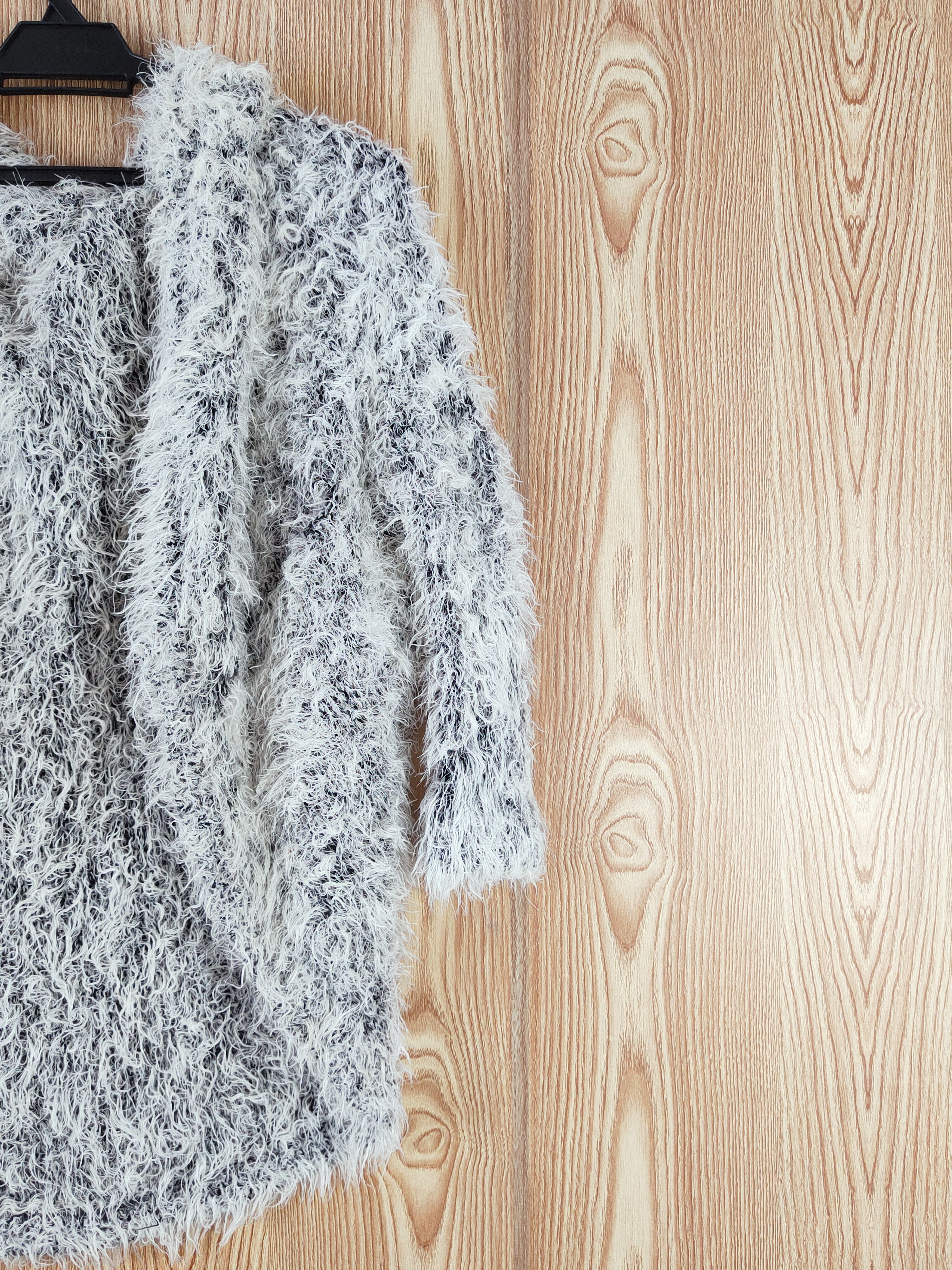 Japanese Brand × Vintage Art Design by Emoda Black White Fur Mohair Knitwear Size L / US 10 / IT 46 - 5 Thumbnail