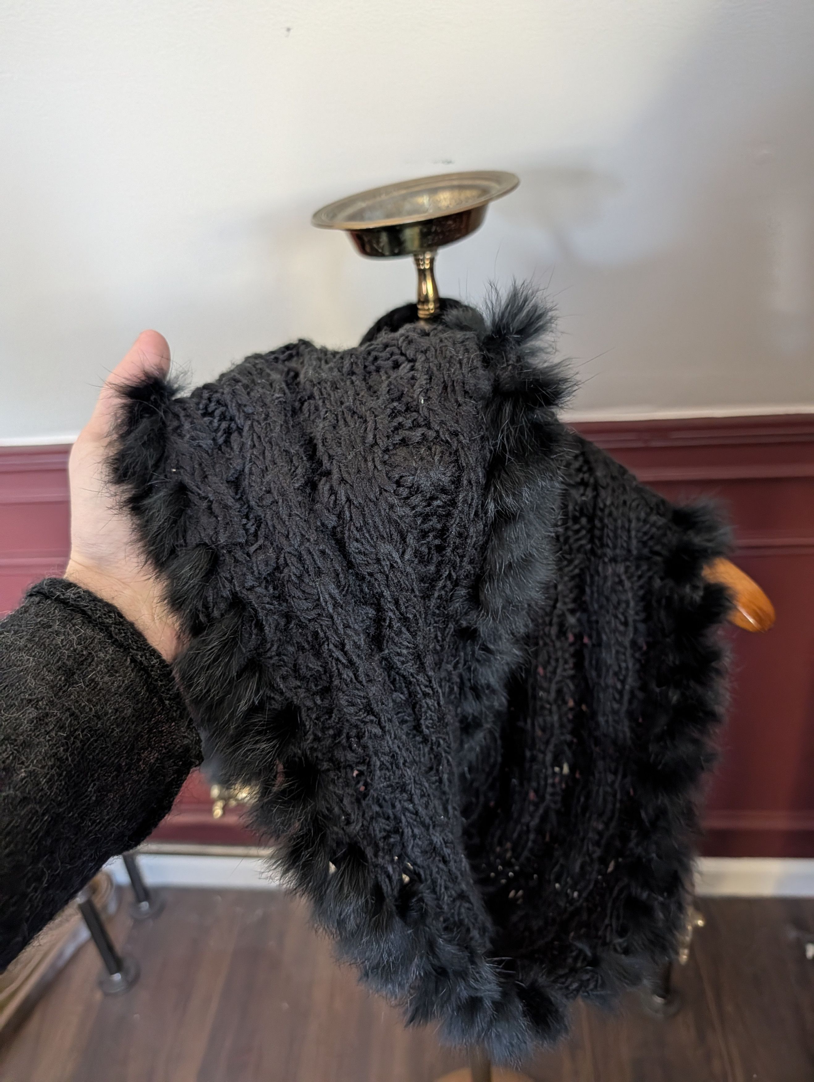 CEJ Cejon vintage black genuine rabbit fur infinity scarf Size ONE SIZE - 4 Thumbnail