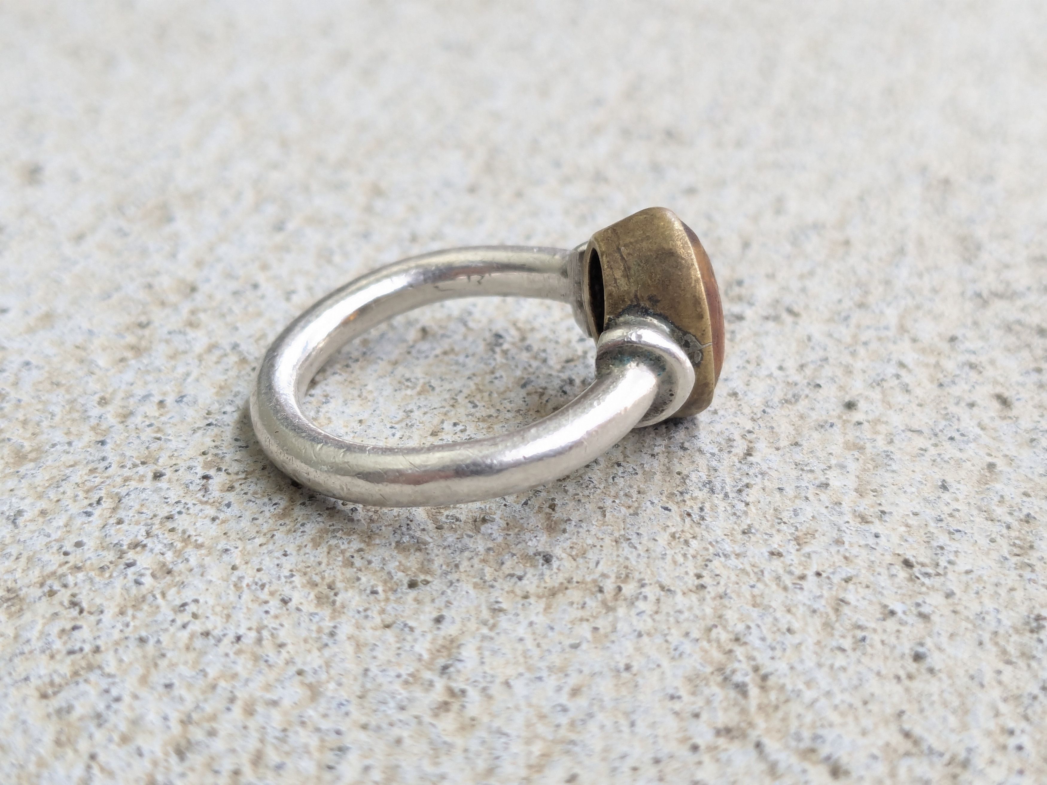 Jewelry × Sterling Silver Vintage Sterling Silver Ring Amber 7.5 Minimalist Oval Size ONE SIZE - 8 Thumbnail