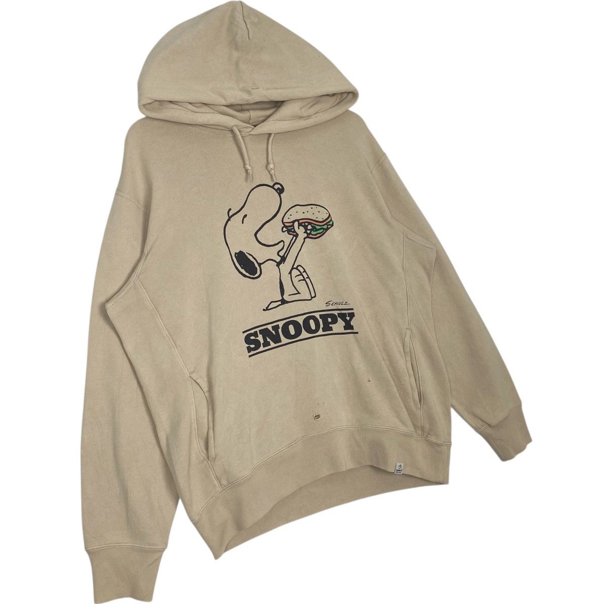 Vintage Vintage Peanuts Printed Hoodie Sweater Beige Pullover Size L Size US L / EU 52-54 / 3 - 3 Thumbnail