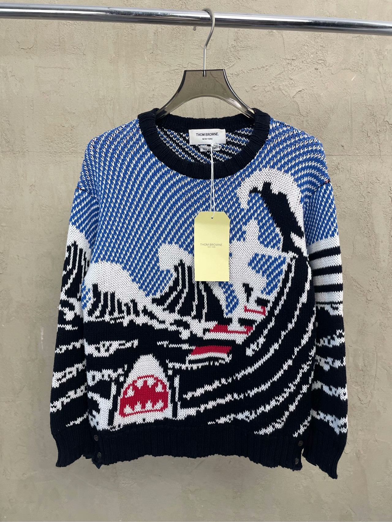Thom Browne thom browne blue shark wave knitted sweater Size US XXS / EU 40 - 1 Thumbnail