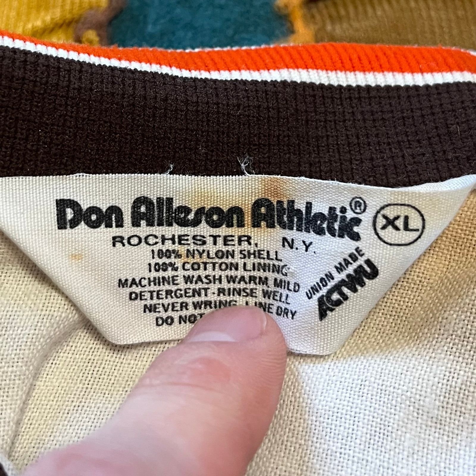 Other Vintage EW Brown/Orange Highschool Varsity Jacket Large / XL Size US XL / EU 56 / 4 - 3 Thumbnail