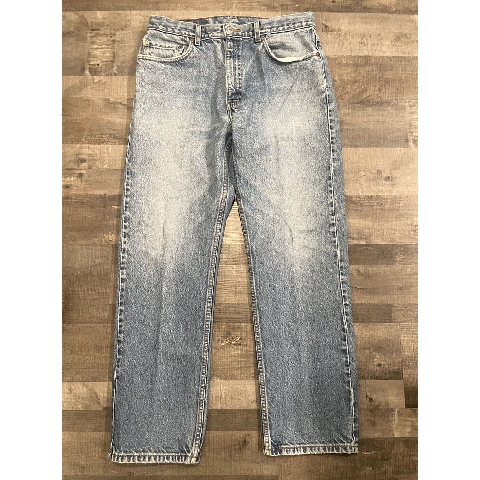Levi's VTG Levi’s 505 Jeans Regular Fit Straight Leg 34x30 Mens Light Wash Denim Cotton Blue 90s Grunge USA Fat ??? Size US 34 / EU 50 - 5 Thumbnail