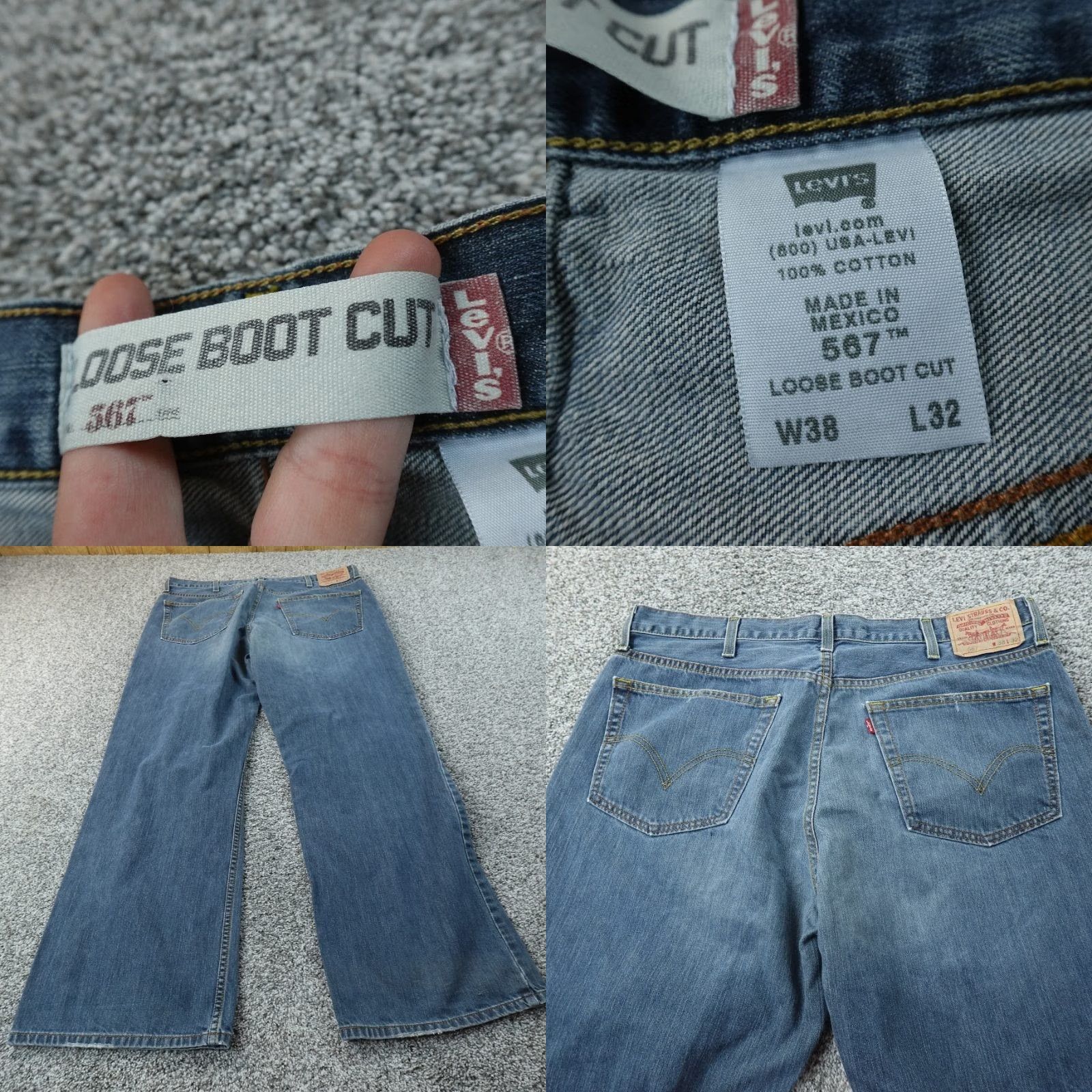 Levi's VTG Levis 567 Jeans Mens 38X32 Dark Blue Denim Bootcut Western 5-Pocket 567 Y2K Mens Jeans Size US 38 / EU 54 - 8 Thumbnail