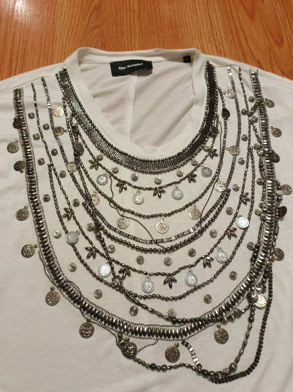 The Kooples The Kooples Embellished Plastron Necklace Jersey Tee Size 2 Size M / US 6-8 / IT 42-44 - 9 Thumbnail