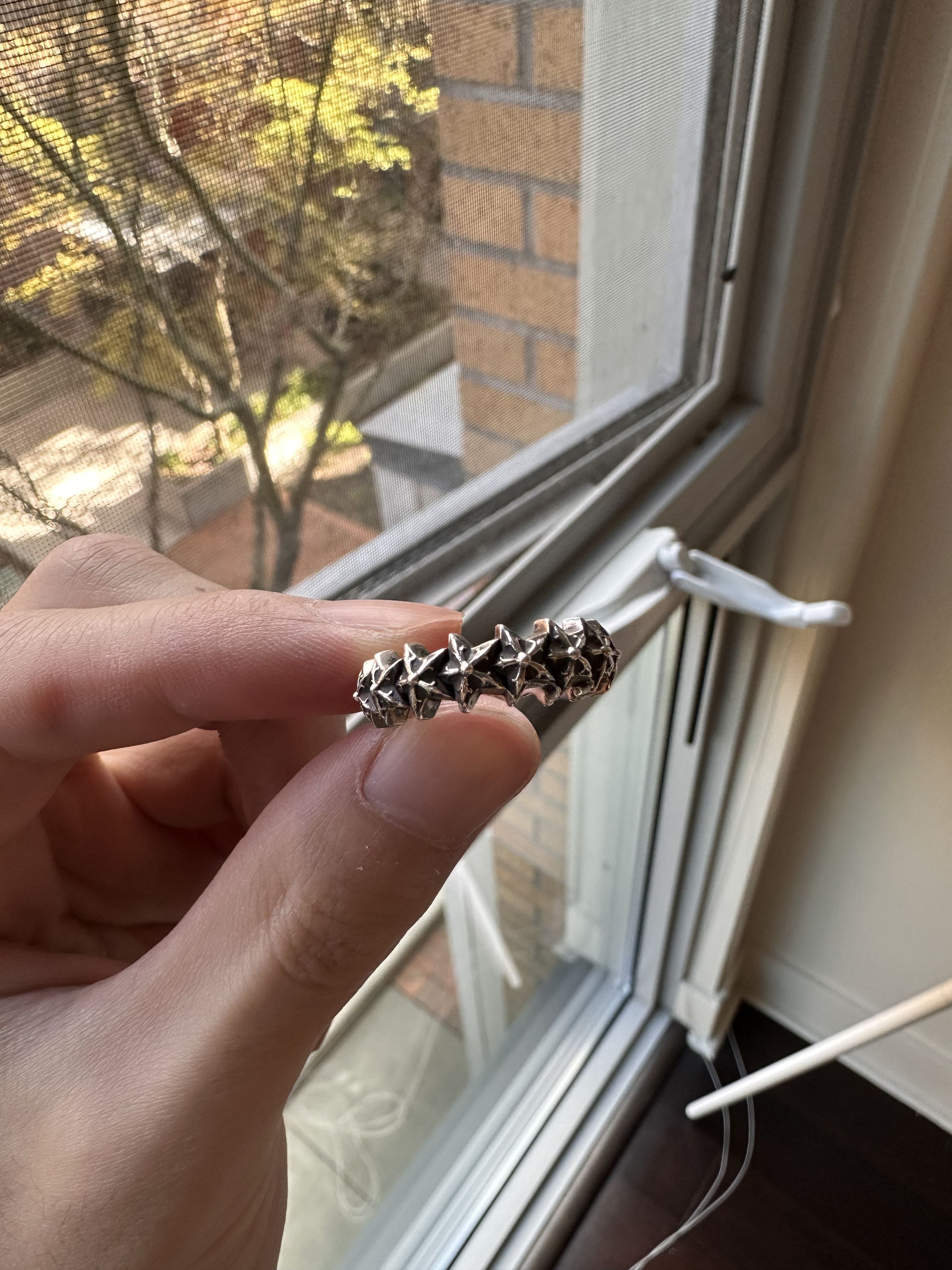 image of Chrome Hearts Star Band Ring in Silver, Men's