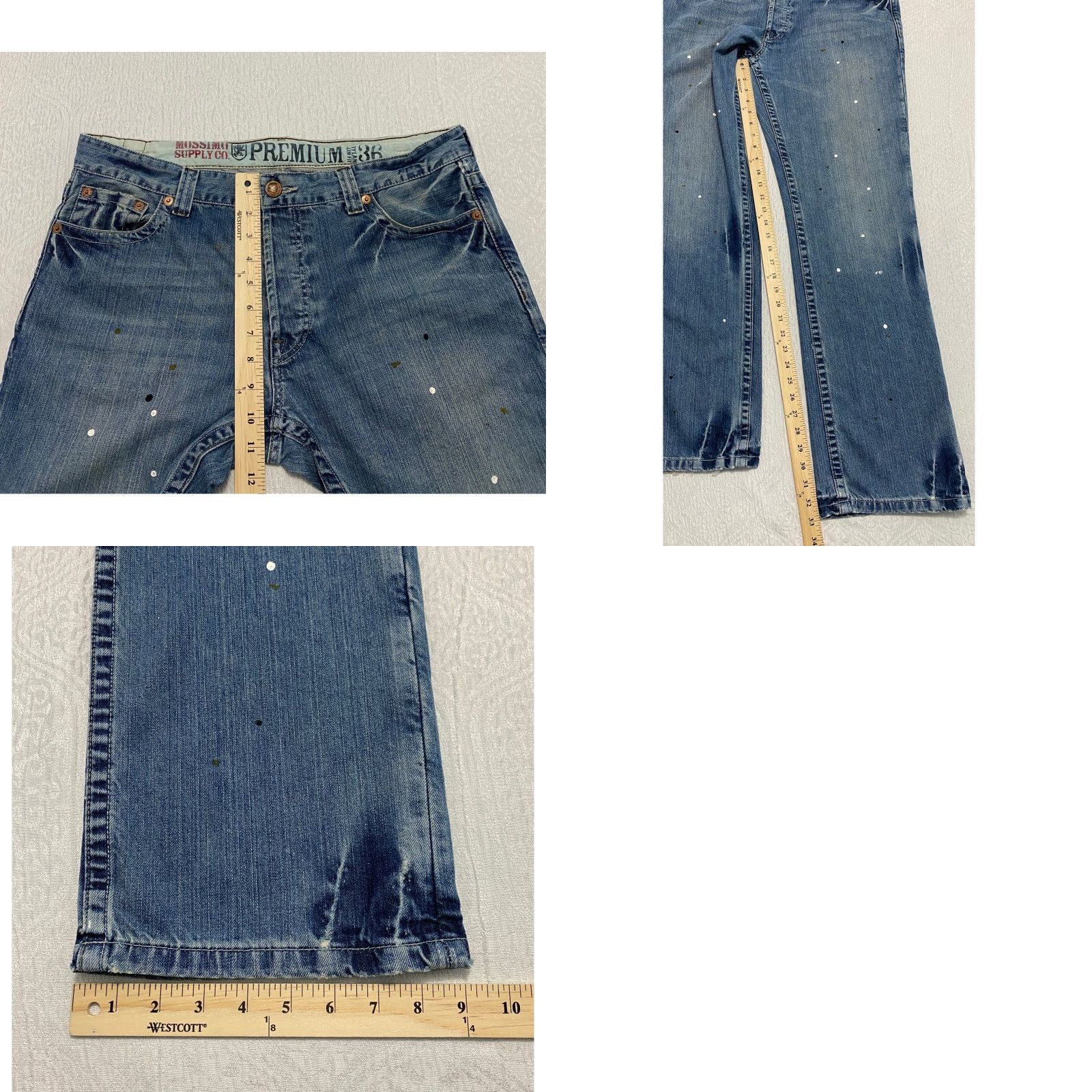 Mossimo Mossimo Supply Co Dylan Jeans Mens Slim Blue Denim 36×32 Bootcut 5-Pocket Distressed Grunge Art Casual Menswear Size US 36 / EU 52 - 8 Thumbnail