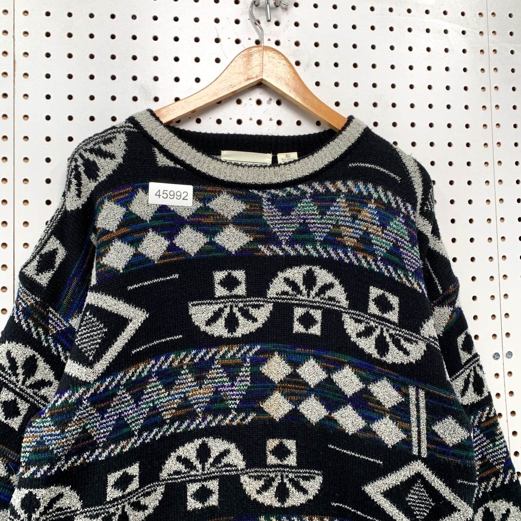 Vintage VINTAGE JT Beckett Sweater Mens XL Black White Fair Isle Geometric Dad Size US XL / EU 56 / 4 - 4 Thumbnail