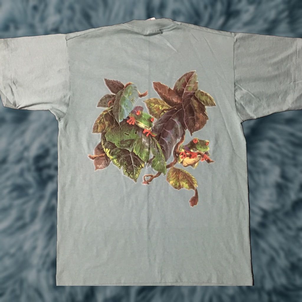 Fruit Of The Loom VINTAGE Tree Frog Rainforest Shirt M Green 90s 80s Jungle Nature Single Stitch Mens T-Shirt Size US M / EU 48-50 / 2 - 1 Thumbnail