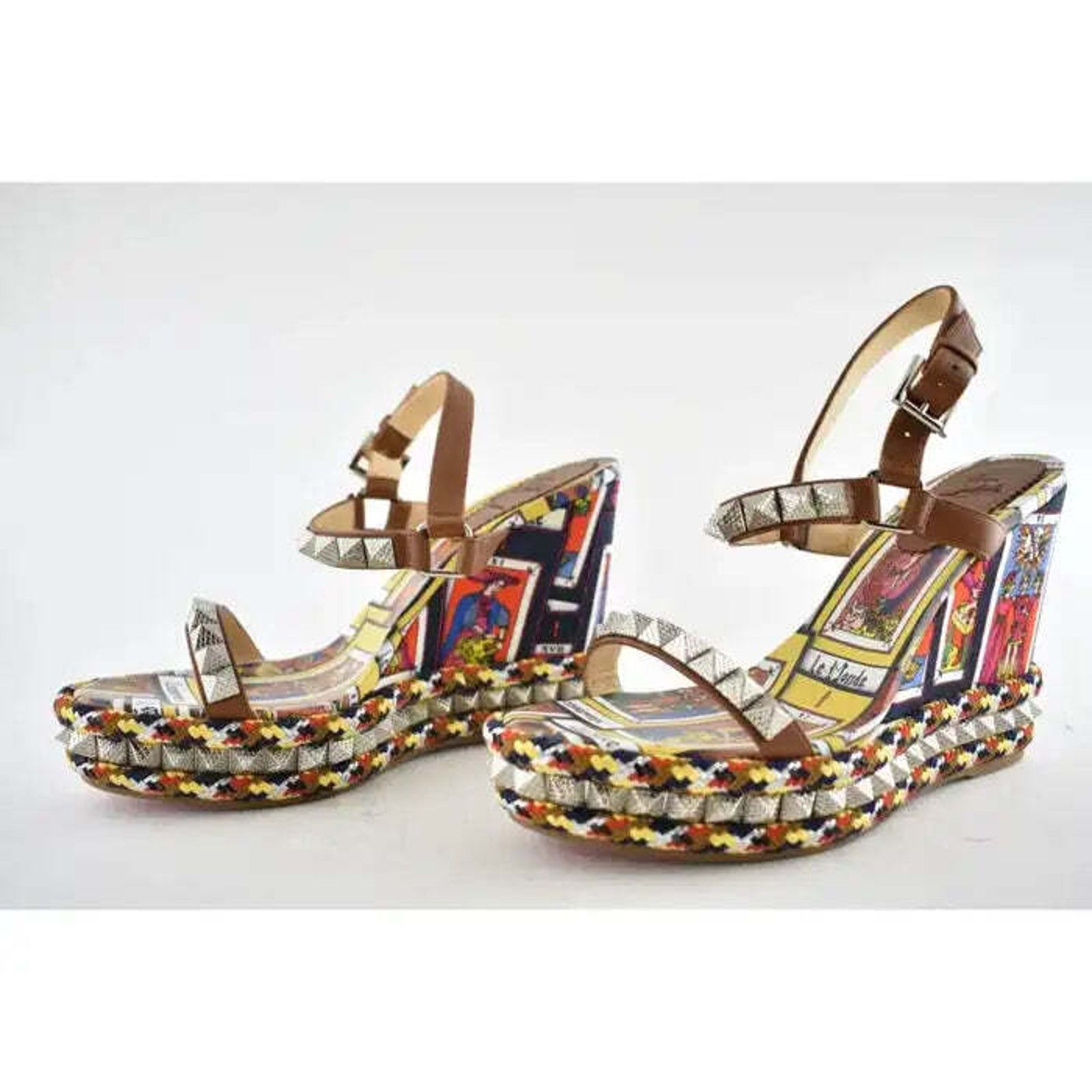 Christian Louboutin Pyraclou 110 Tarot Card Platform Wedge Sandal Heel Pump 39 Size US 9 / IT 39 - 9 Thumbnail