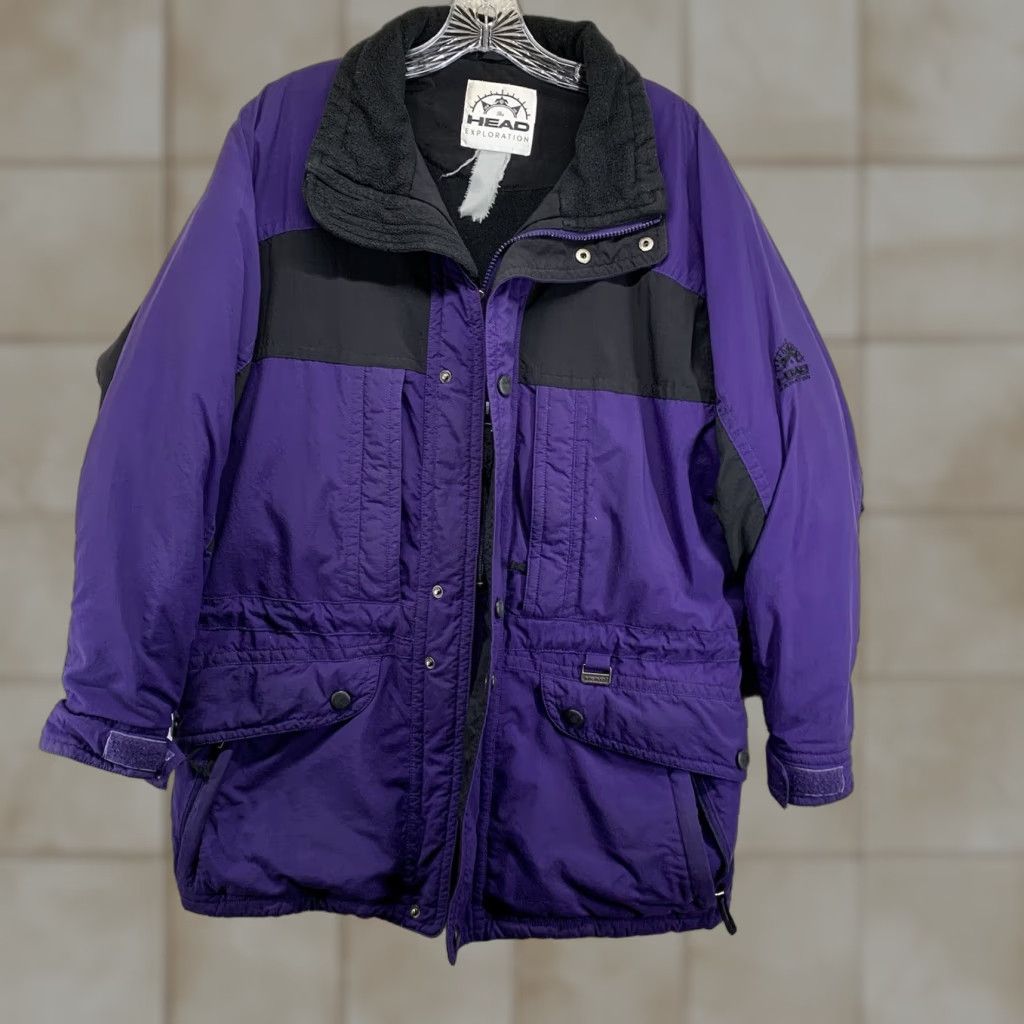 Vintage VINTAGE Head The Exploration 90’s Ski Jacket Parka Mens Medium Purple Black Water Resistant Insulated Lined Pockets Logo Skiing Winter Mens Size US M / EU 48-50 / 2 - 1 Thumbnail