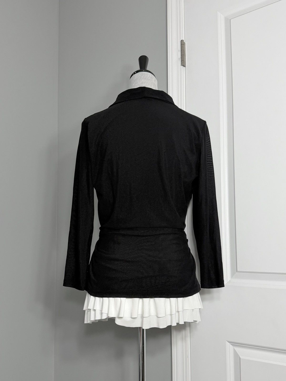 Other Vintage Juliette Black Draped Cowl Neck Blouse w/ Waist Tie Size M / US 6-8 / IT 42-44 - 9 Thumbnail